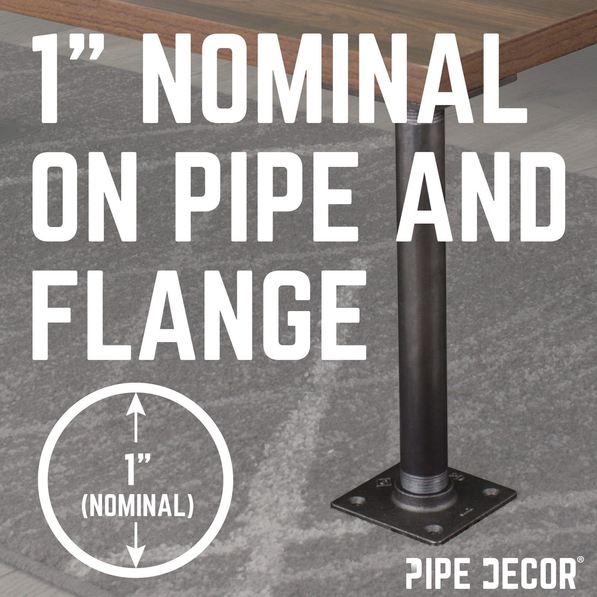 1 in. x 30 in. Square Flange Pipe Table Legs - 4 Pack