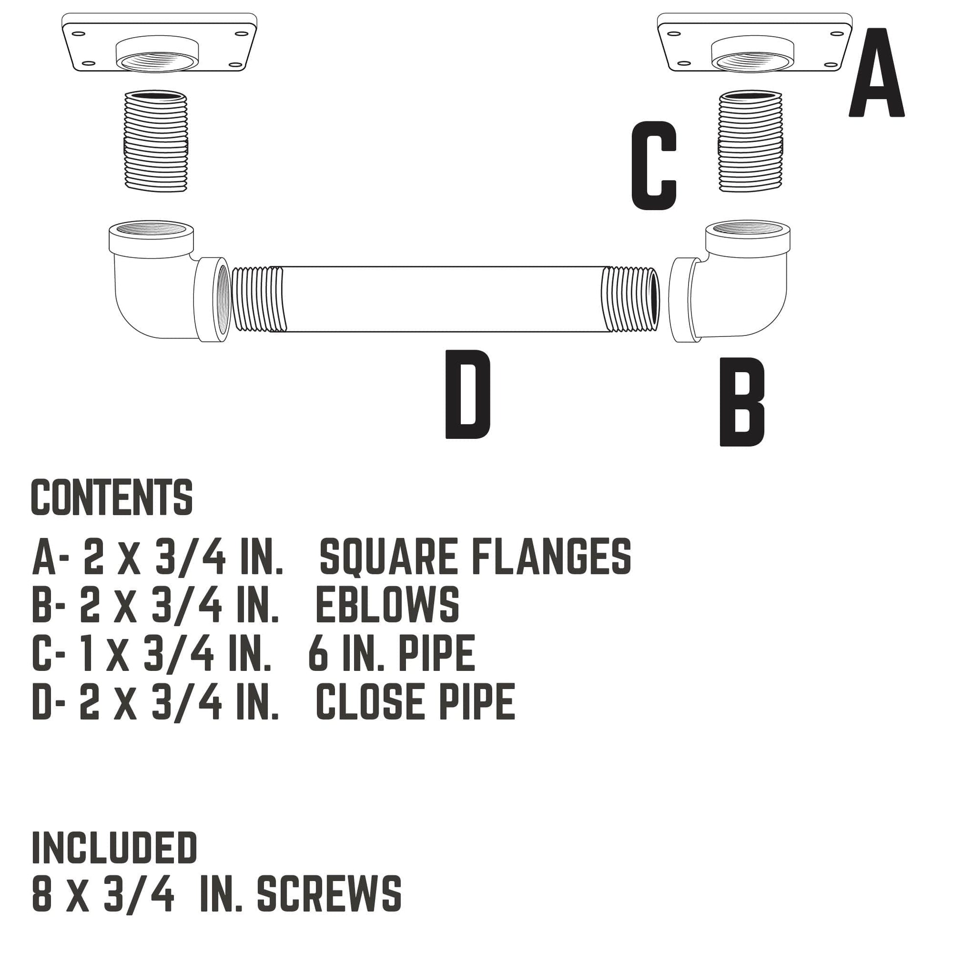 3/4 in. Square Barn Door Handle - 11 in. L