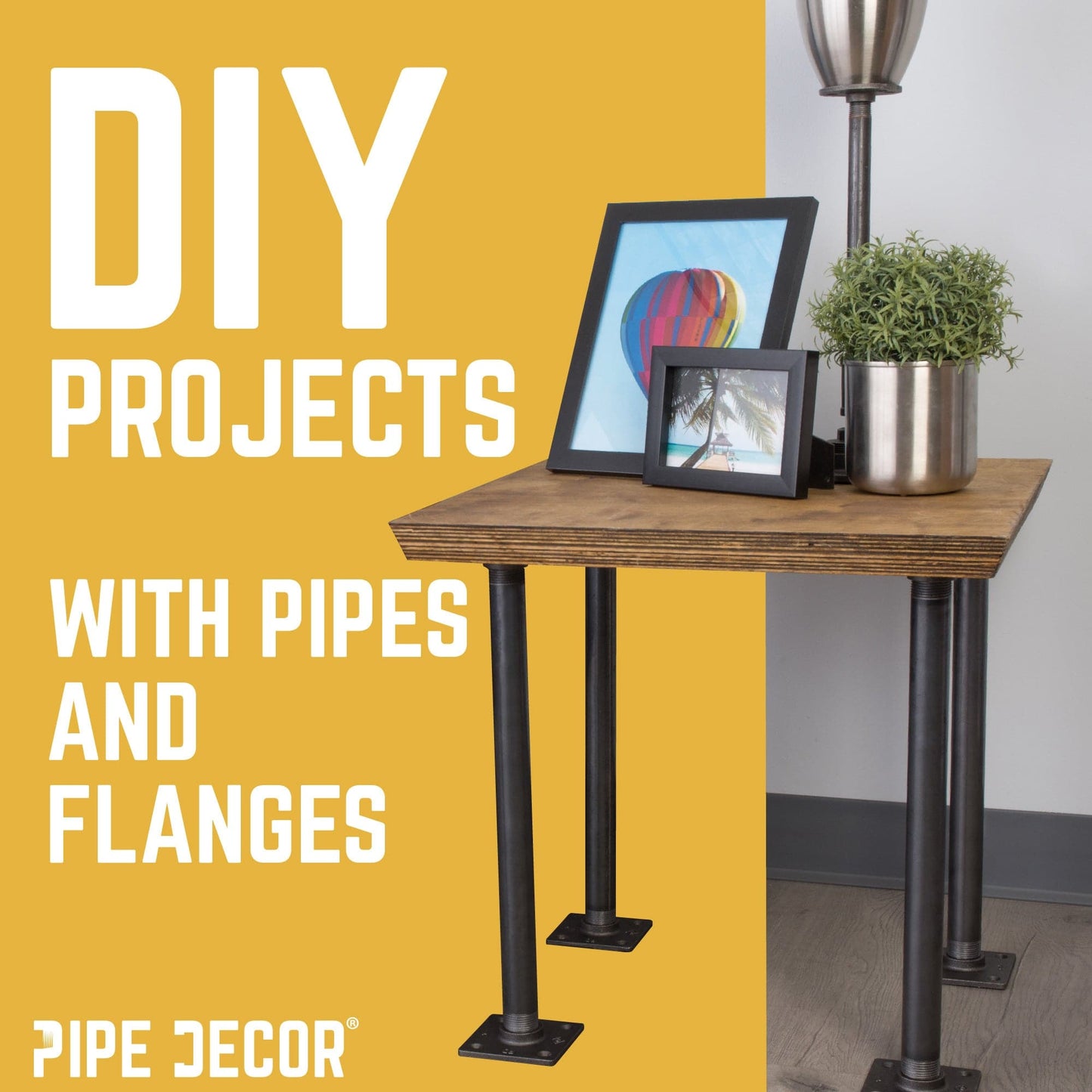 3/4 in. x 18 in. Square Flange Pipe Table Legs - 4 Pack