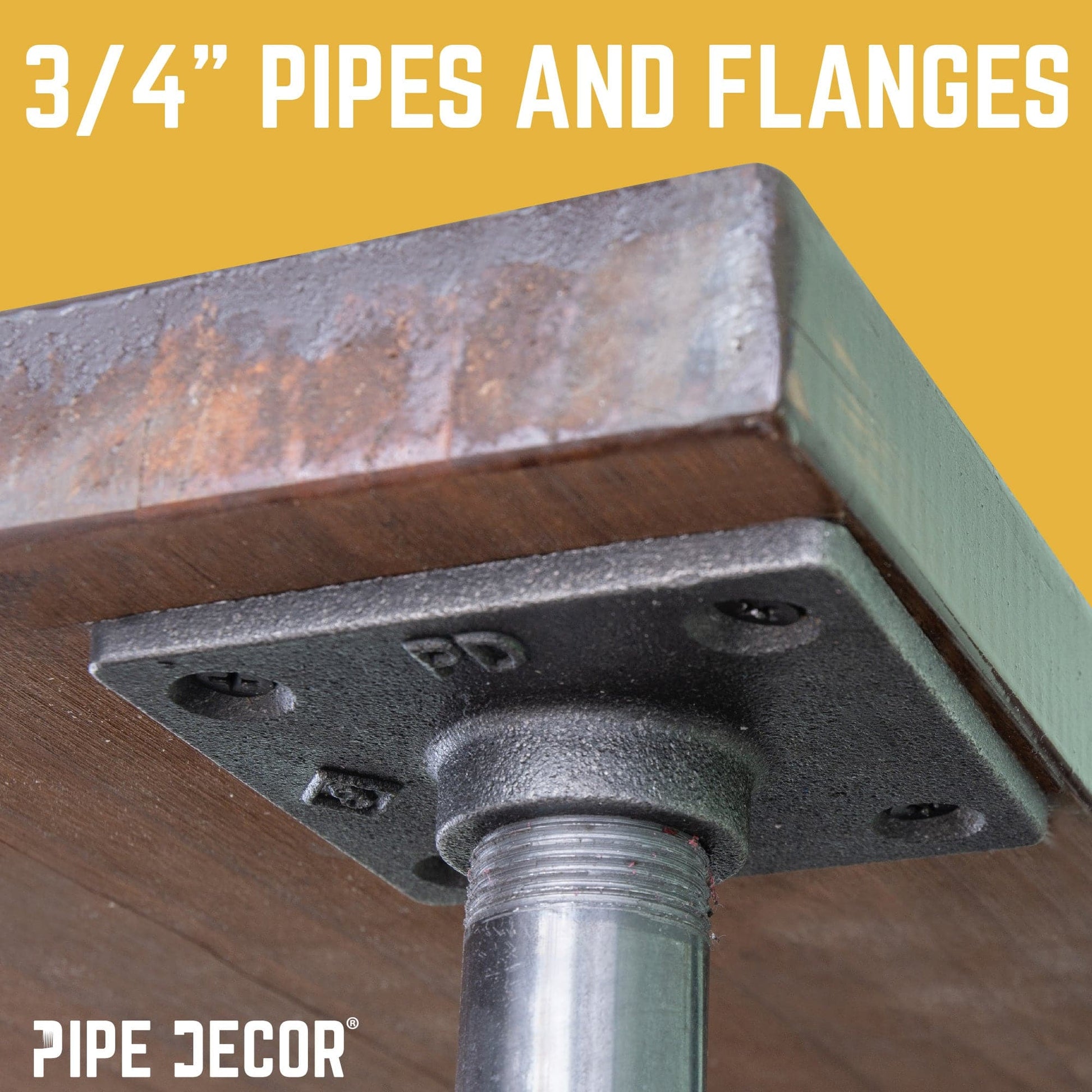 3/4 in. x 24 in. Square Flange Pipe Table Legs - 4 Pack