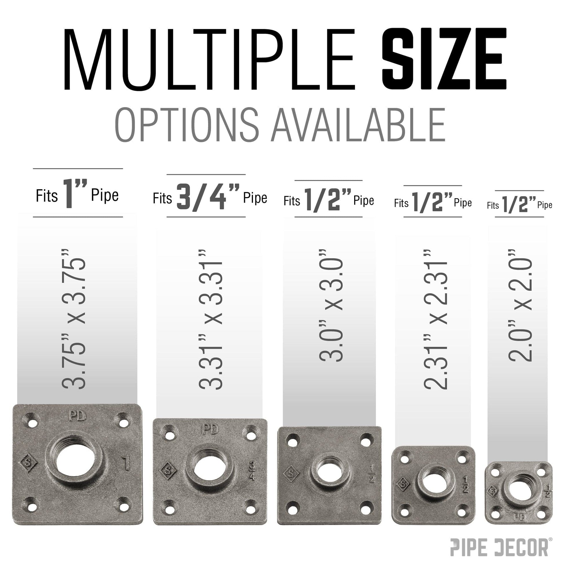 1/2 in. Black Micro Mini Square Flange (8-Pack)