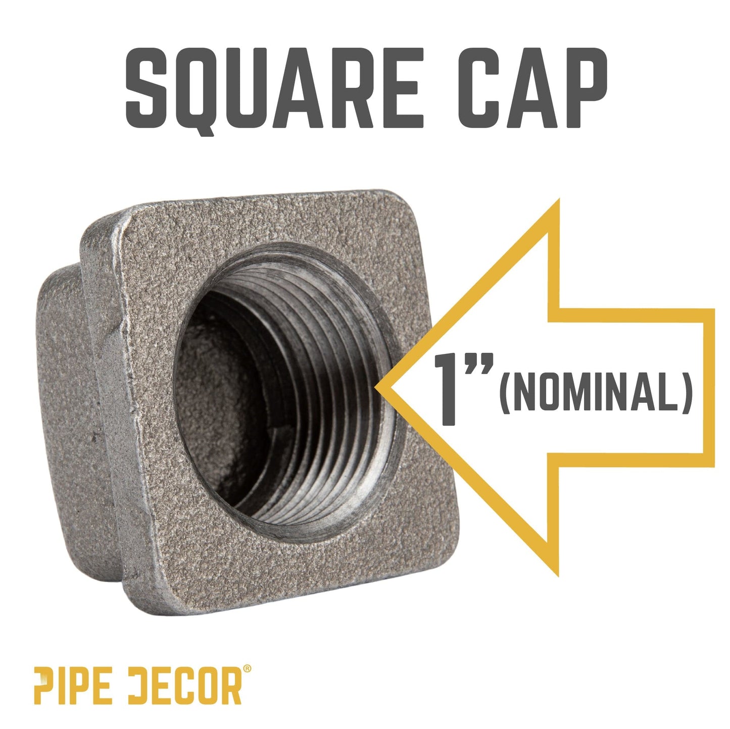 1 in. Black Square Cap