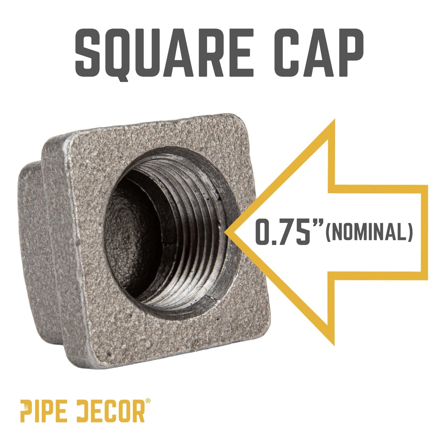 3/4 in. Black Square Cap