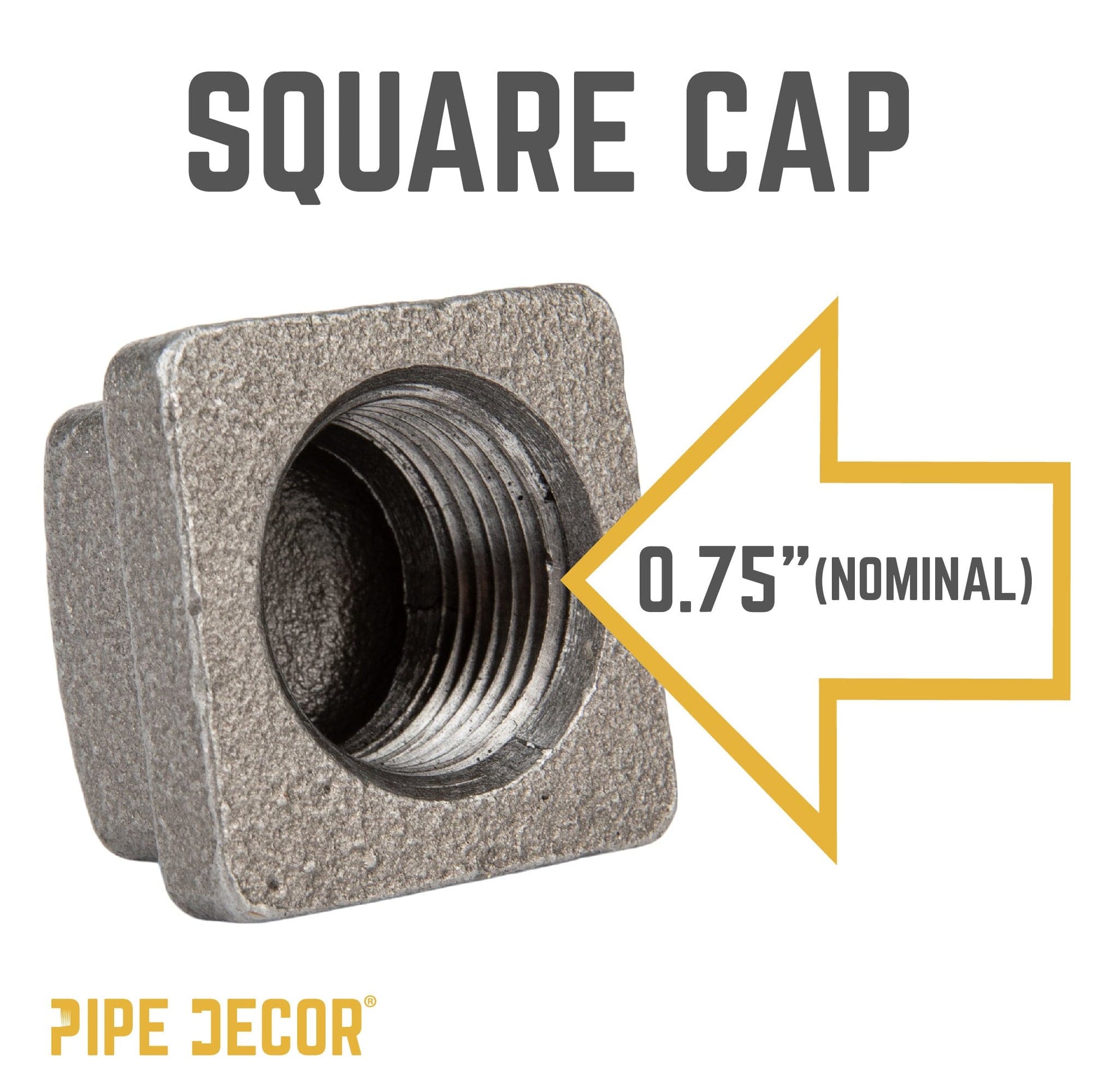 3/4 in. Black Square Cap