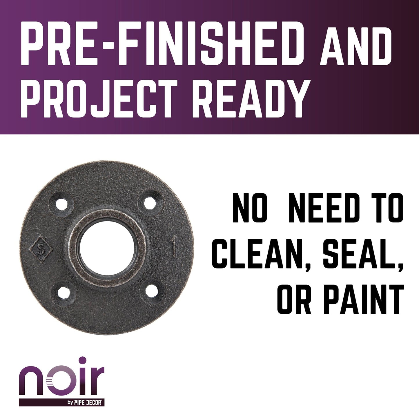 1 in. Prefinished Matte Black Floor Flange