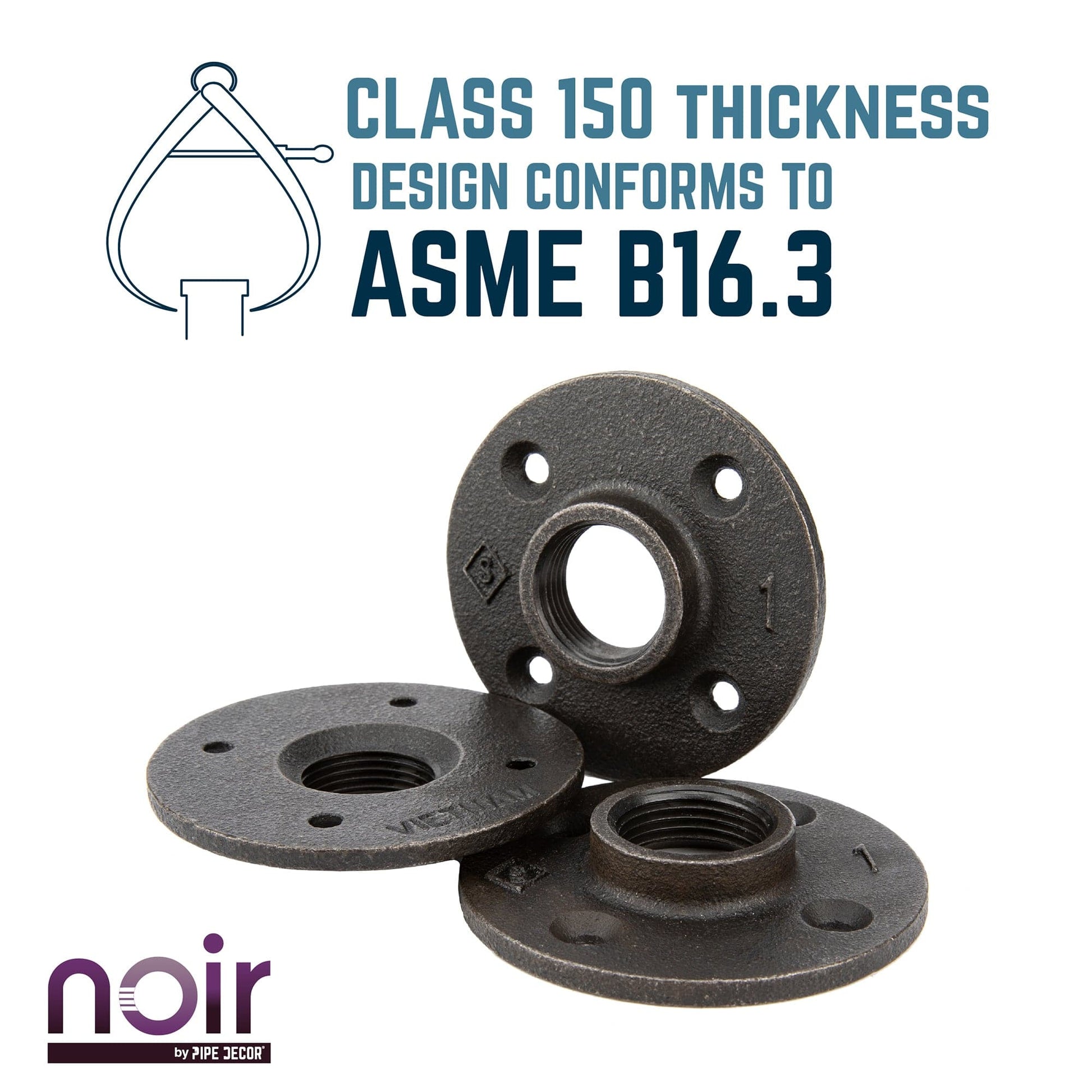 1 in. Prefinished Matte Black Floor Flange