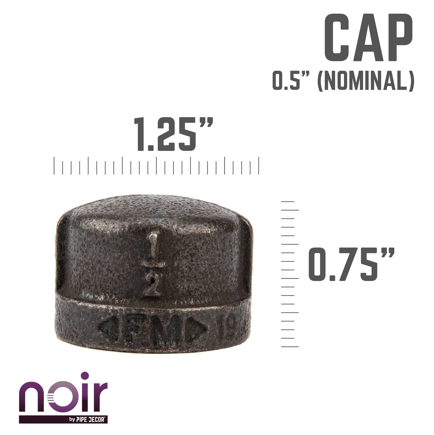 1/2 in. Prefinished Matte Black Cap