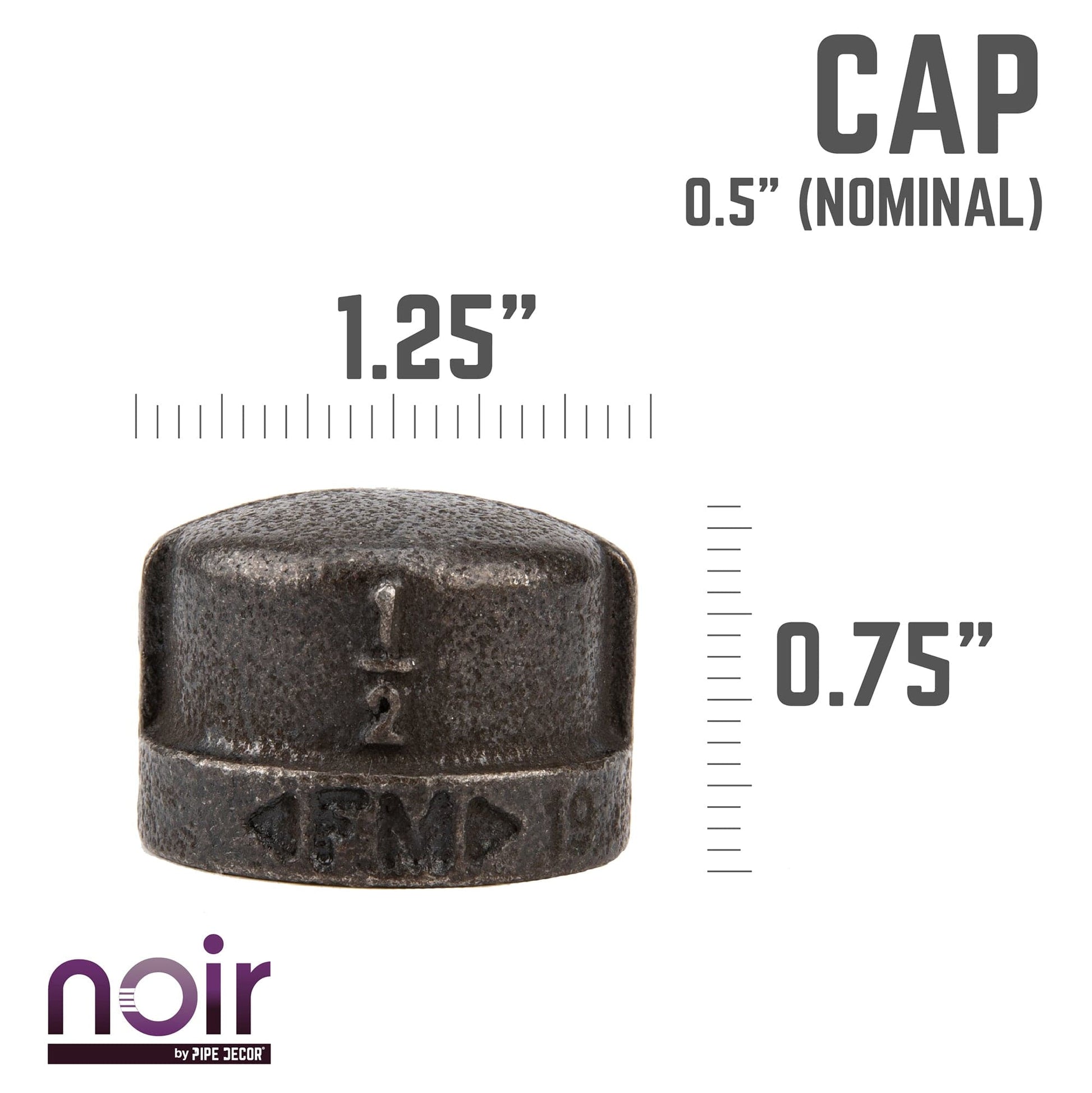 1/2 in. Prefinished Matte Black Cap