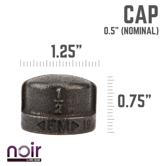 1/2 in. Prefinished Matte Black Cap