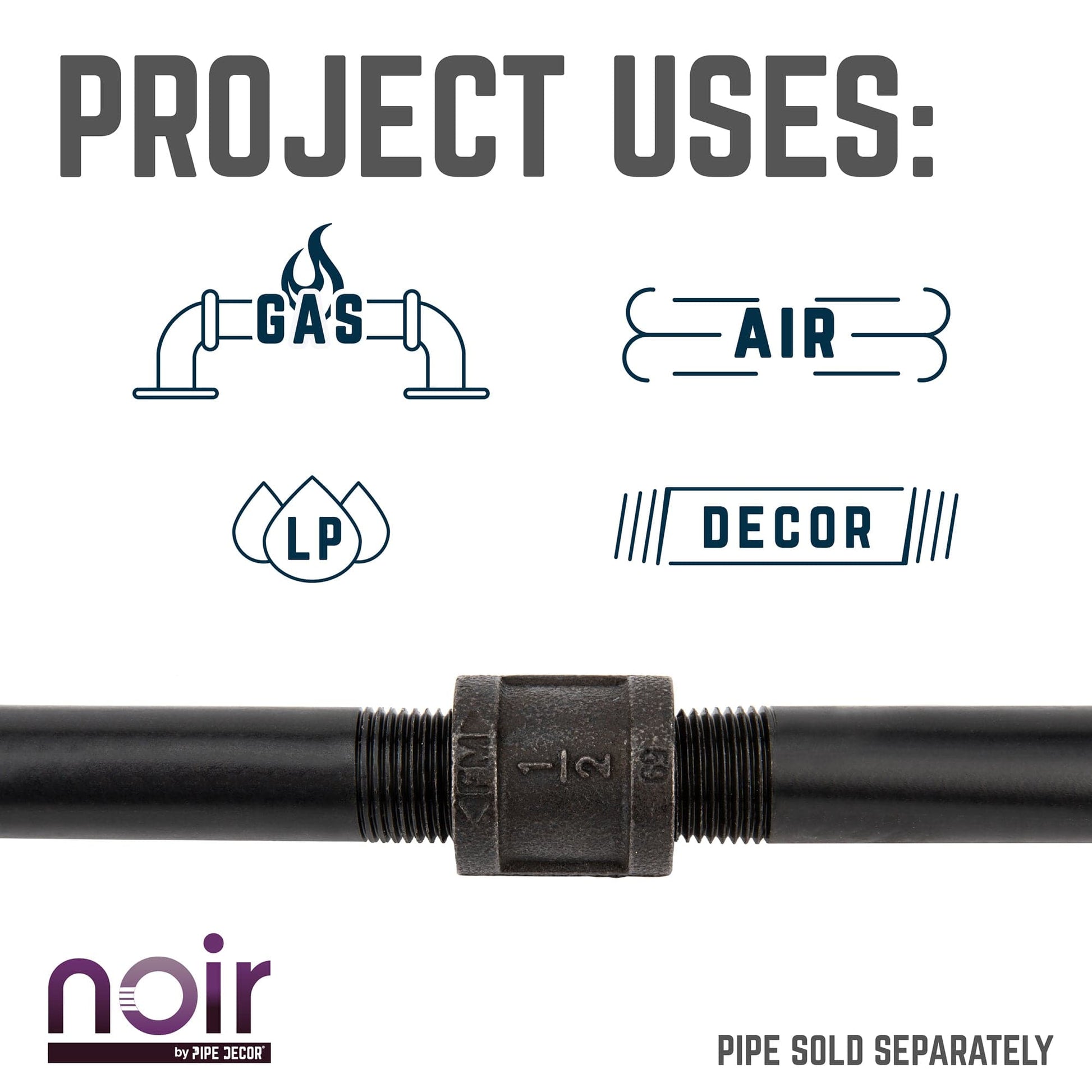 1/2 in. Prefinished Matte Black Coupling