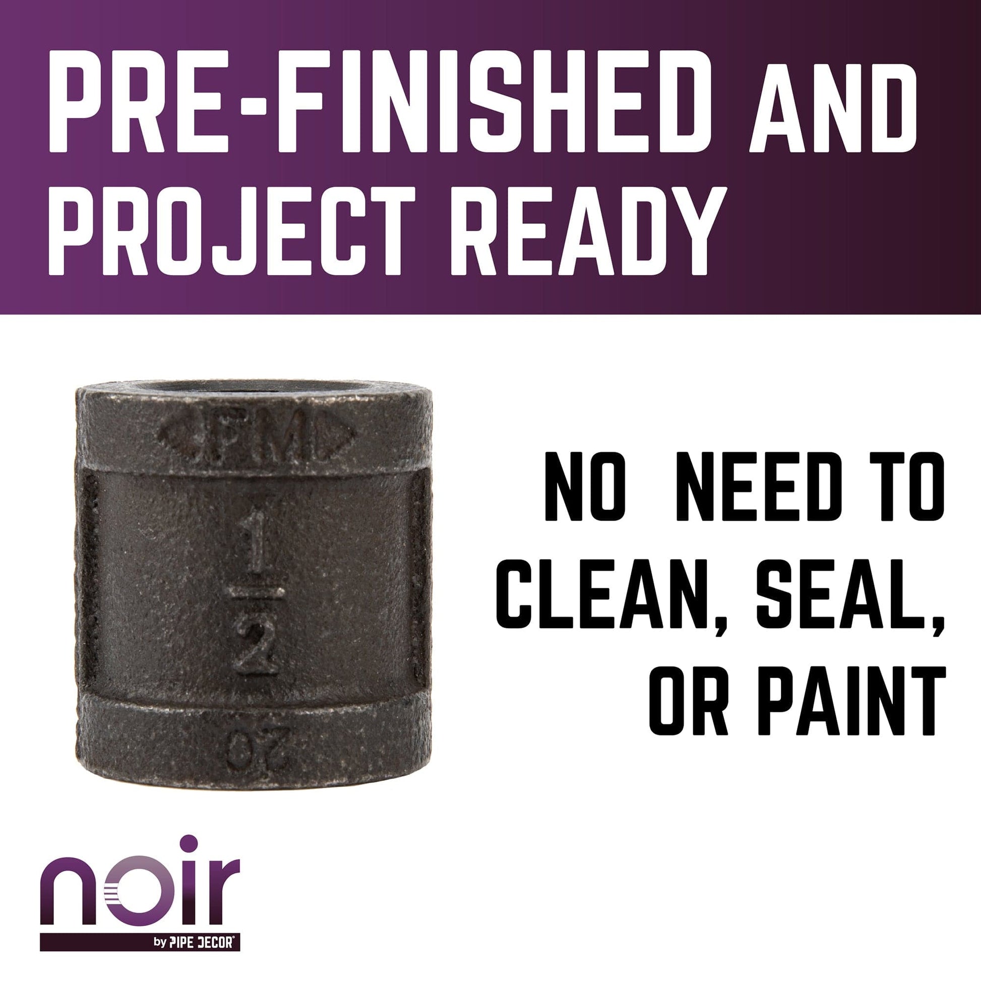 1/2 in. Prefinished Matte Black Coupling