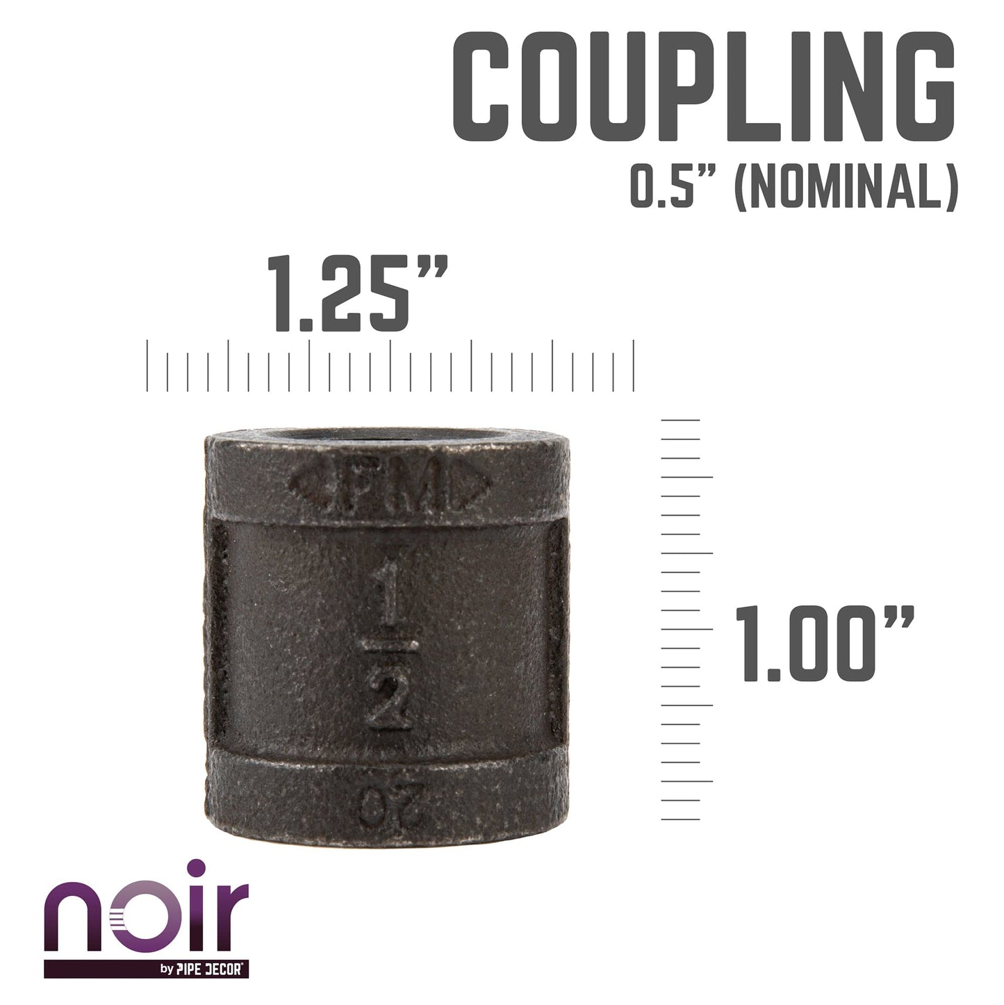 1/2 in. Prefinished Matte Black Coupling