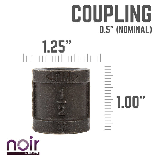 1/2 in. Prefinished Matte Black Coupling