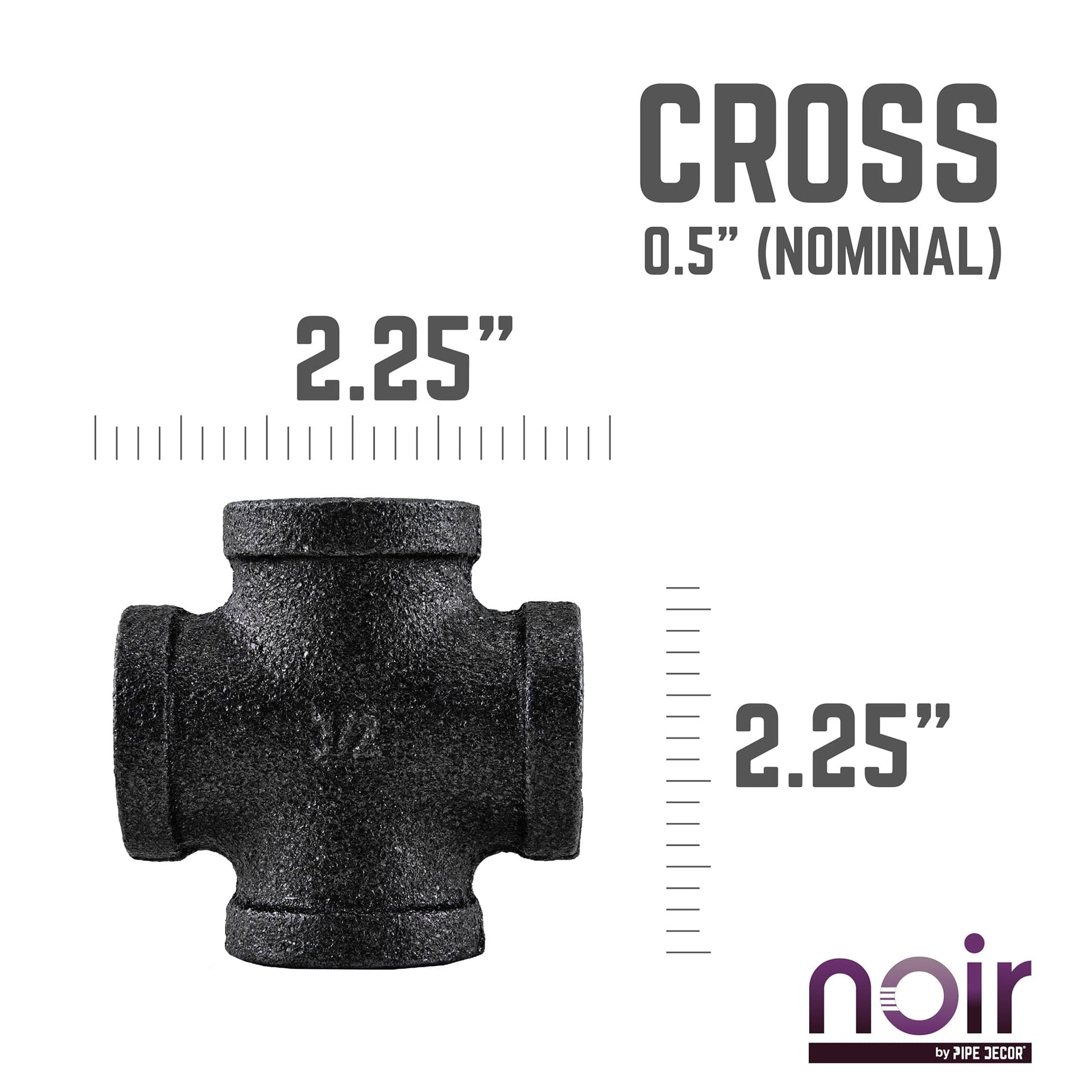 1/2 in. Prefinished Matte Black Cross