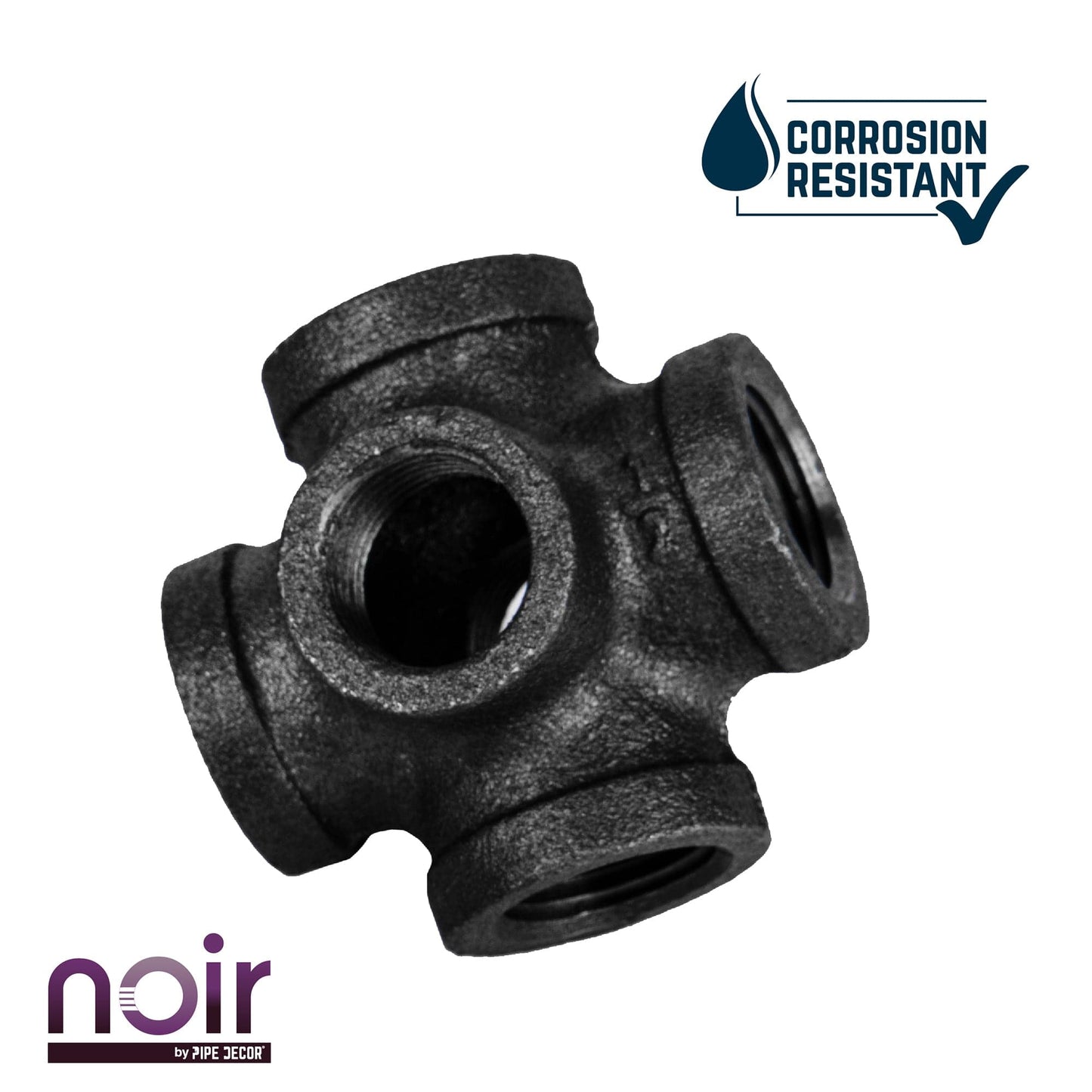 1/2 in. Prefinished Matte Black 6-Way Fitting