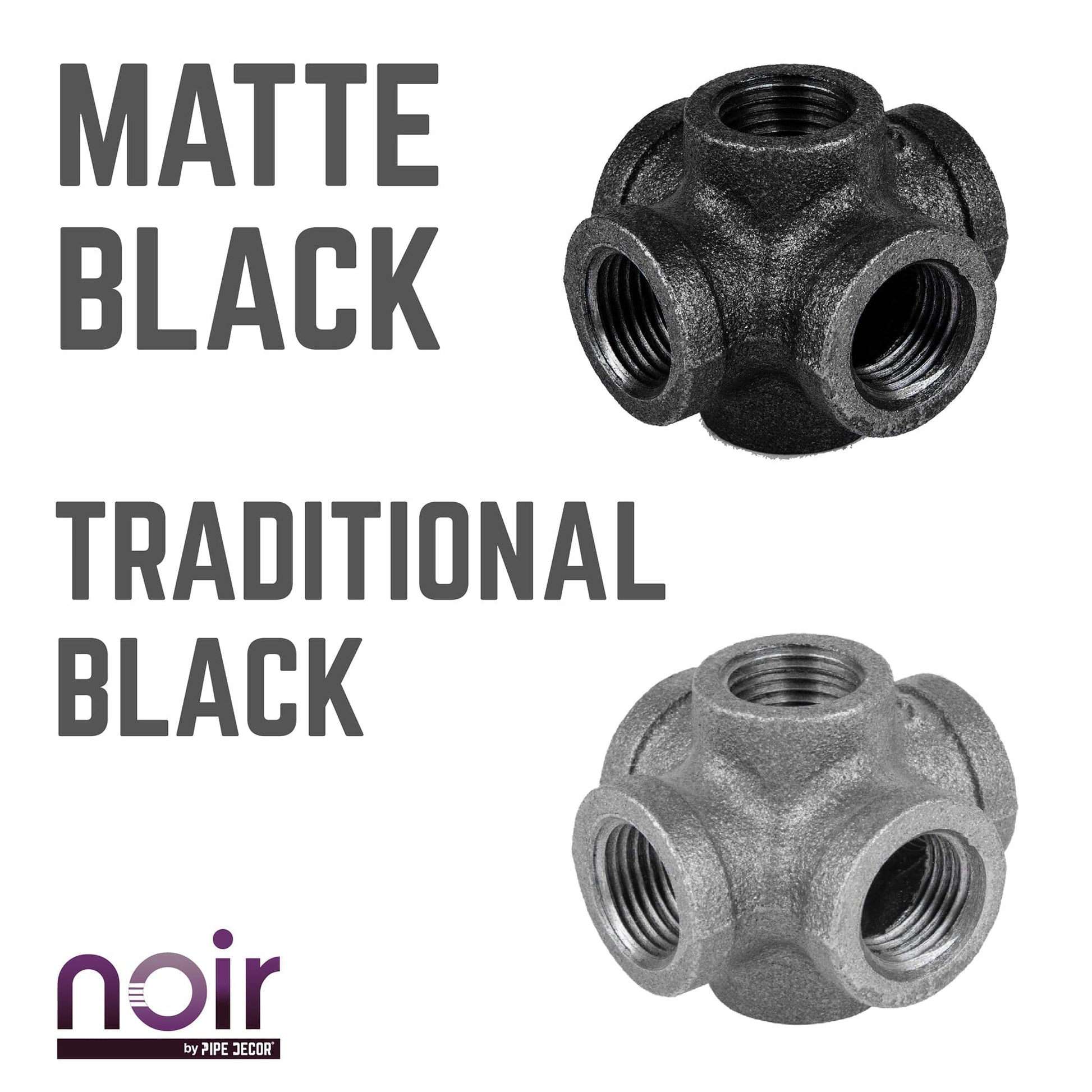 1/2 in. Prefinished Matte Black 6-Way Fitting