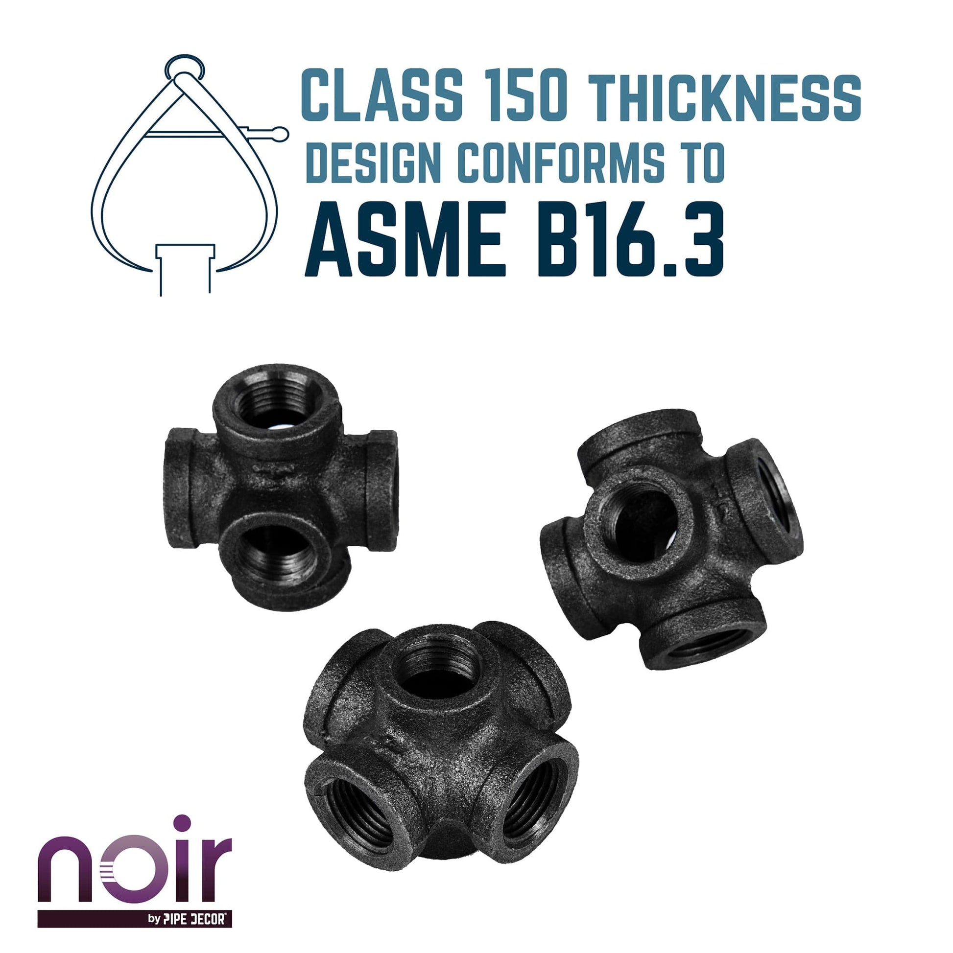 1/2 in. Prefinished Matte Black 6-Way Fitting