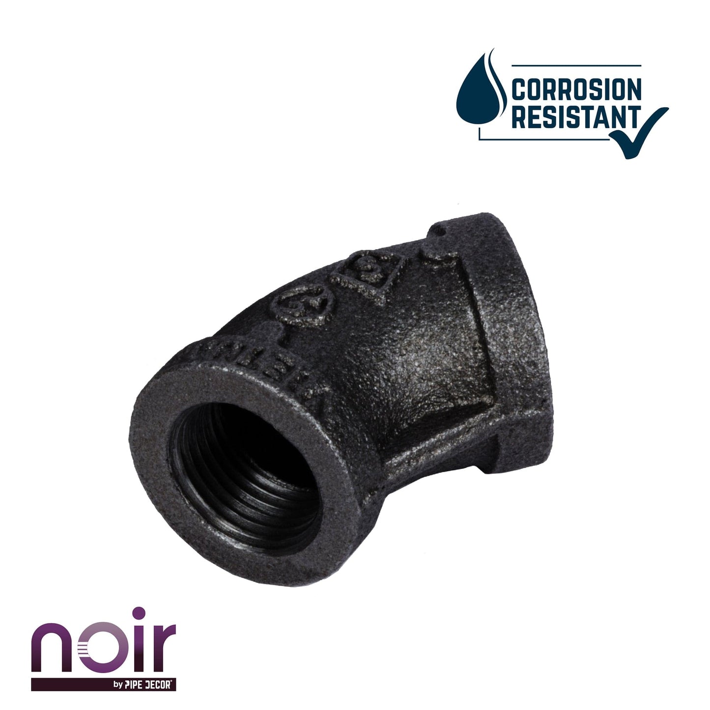 1/2 in. Prefinished Matte Black 45-Degree Elbow