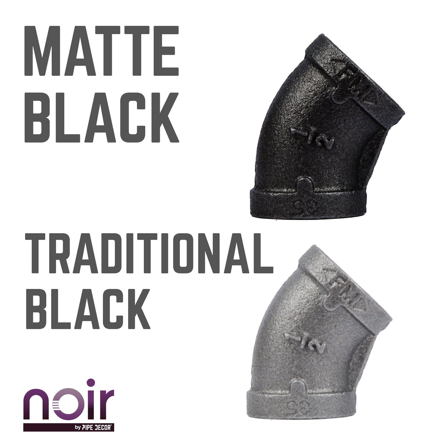 1/2 in. Prefinished Matte Black 45-Degree Elbow