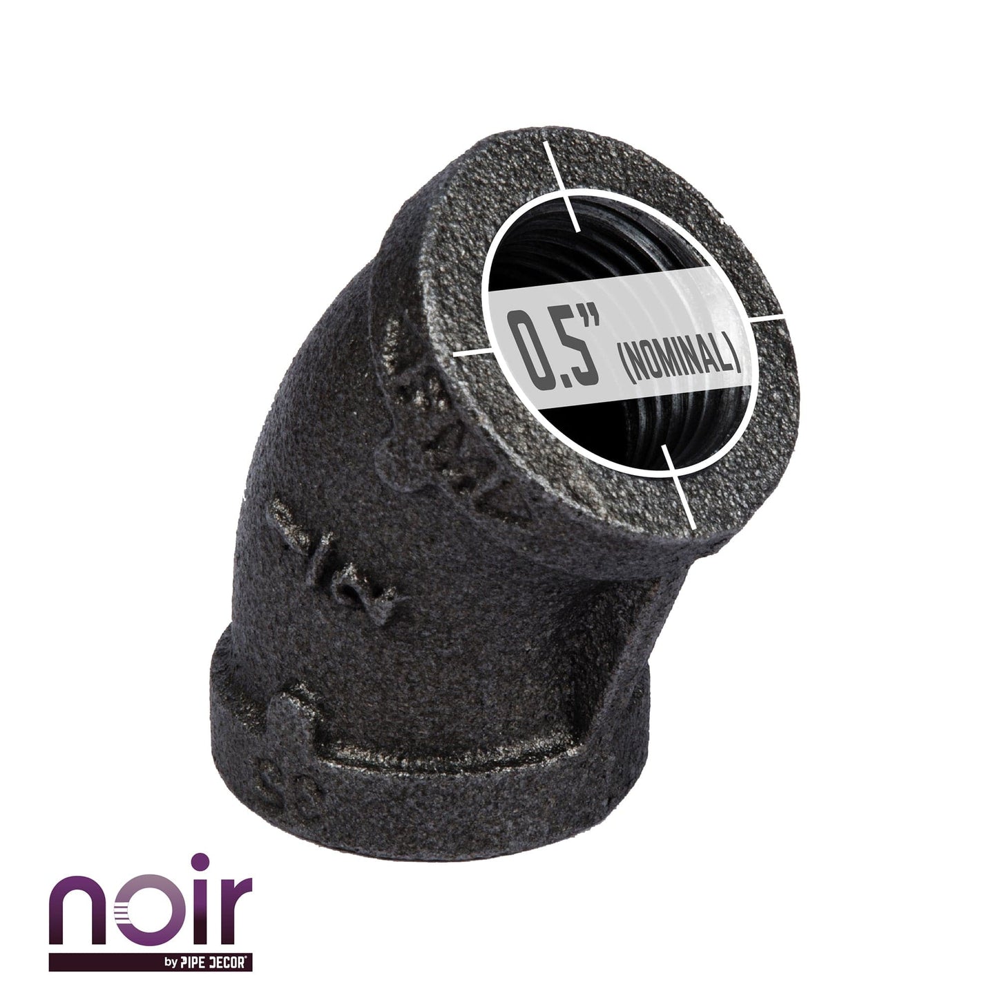 1/2 in. Prefinished Matte Black 45-Degree Elbow