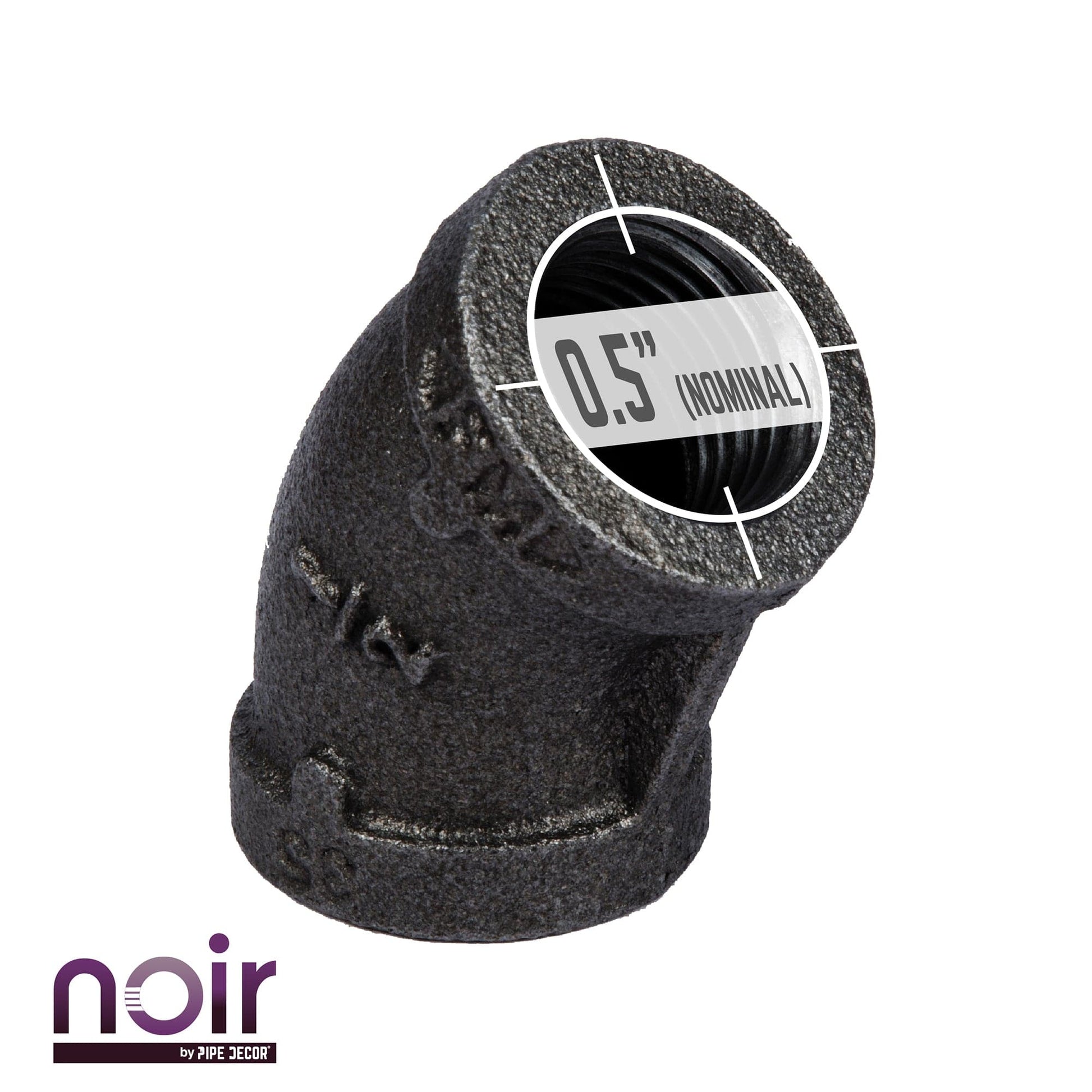 1/2 in. Prefinished Matte Black 45-Degree Elbow