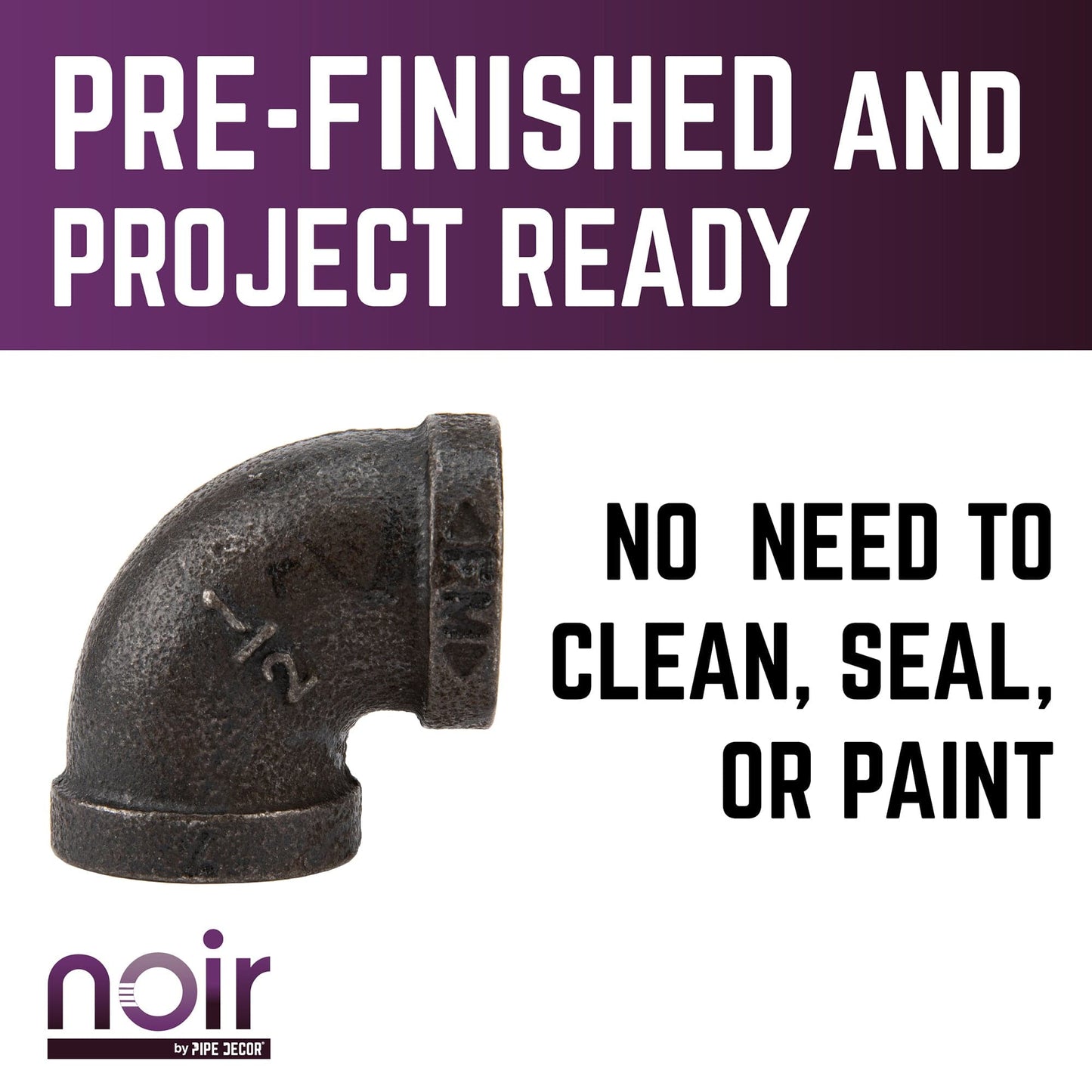 1/2 in. Prefinished Matte Black 90 Degree Elbow