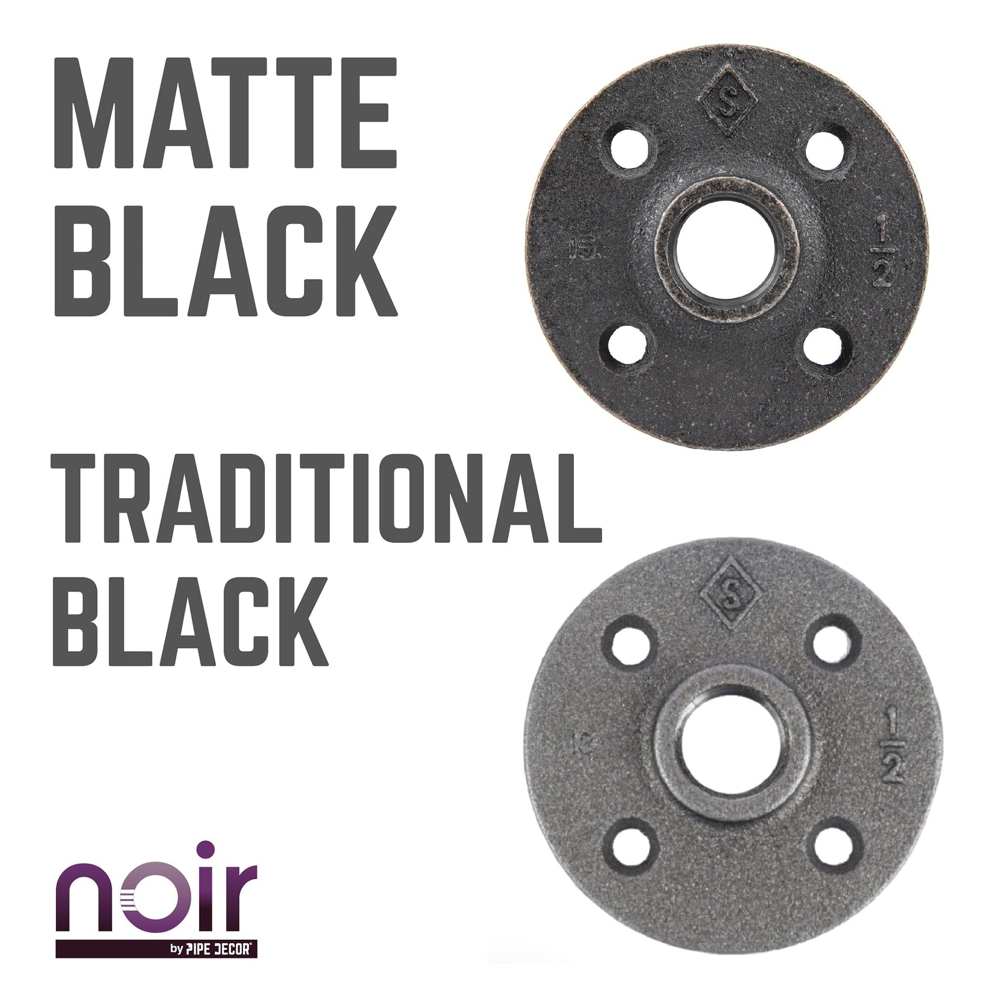 1/2 in. Prefinished Matte Black Floor Flange