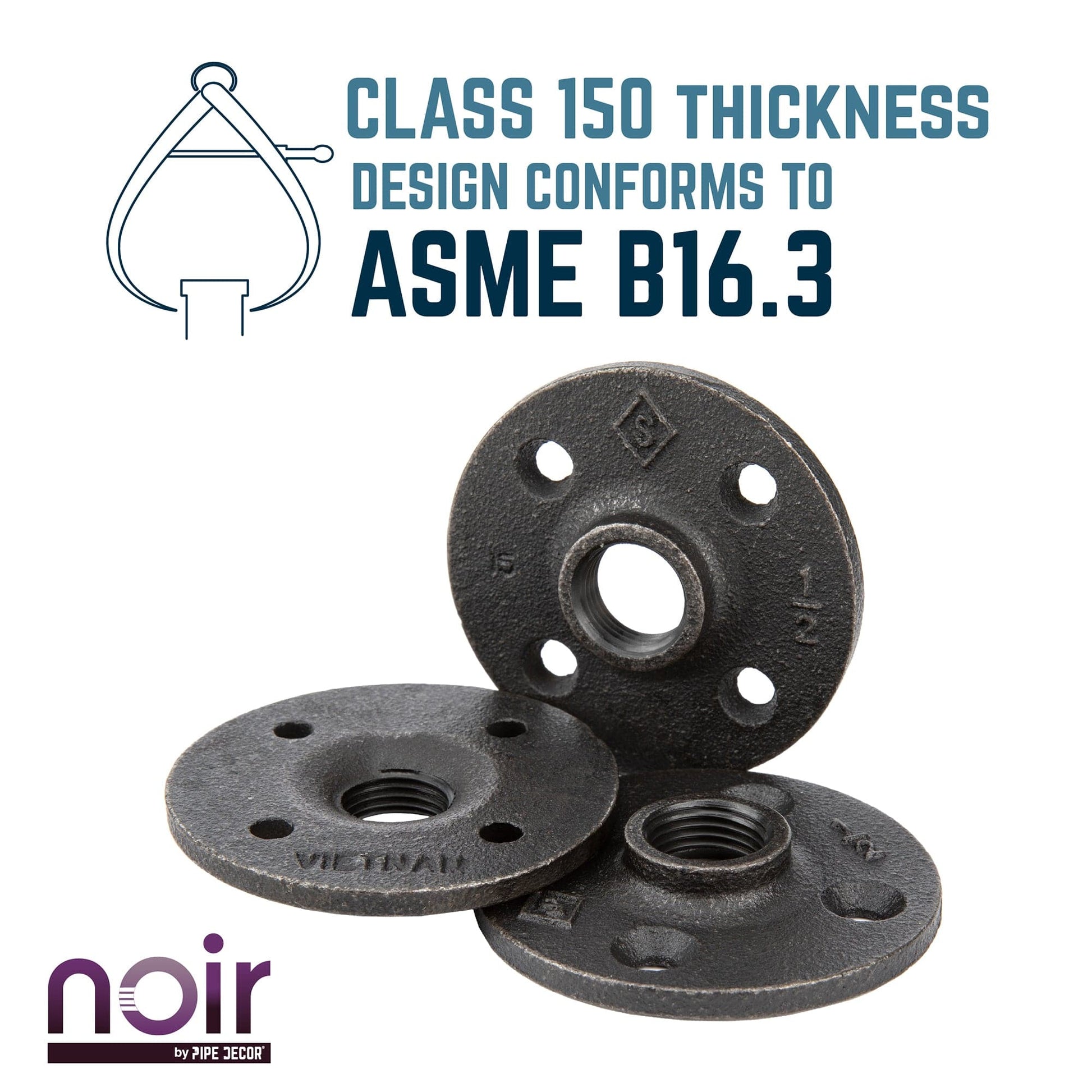 1/2 in. Prefinished Matte Black Floor Flange