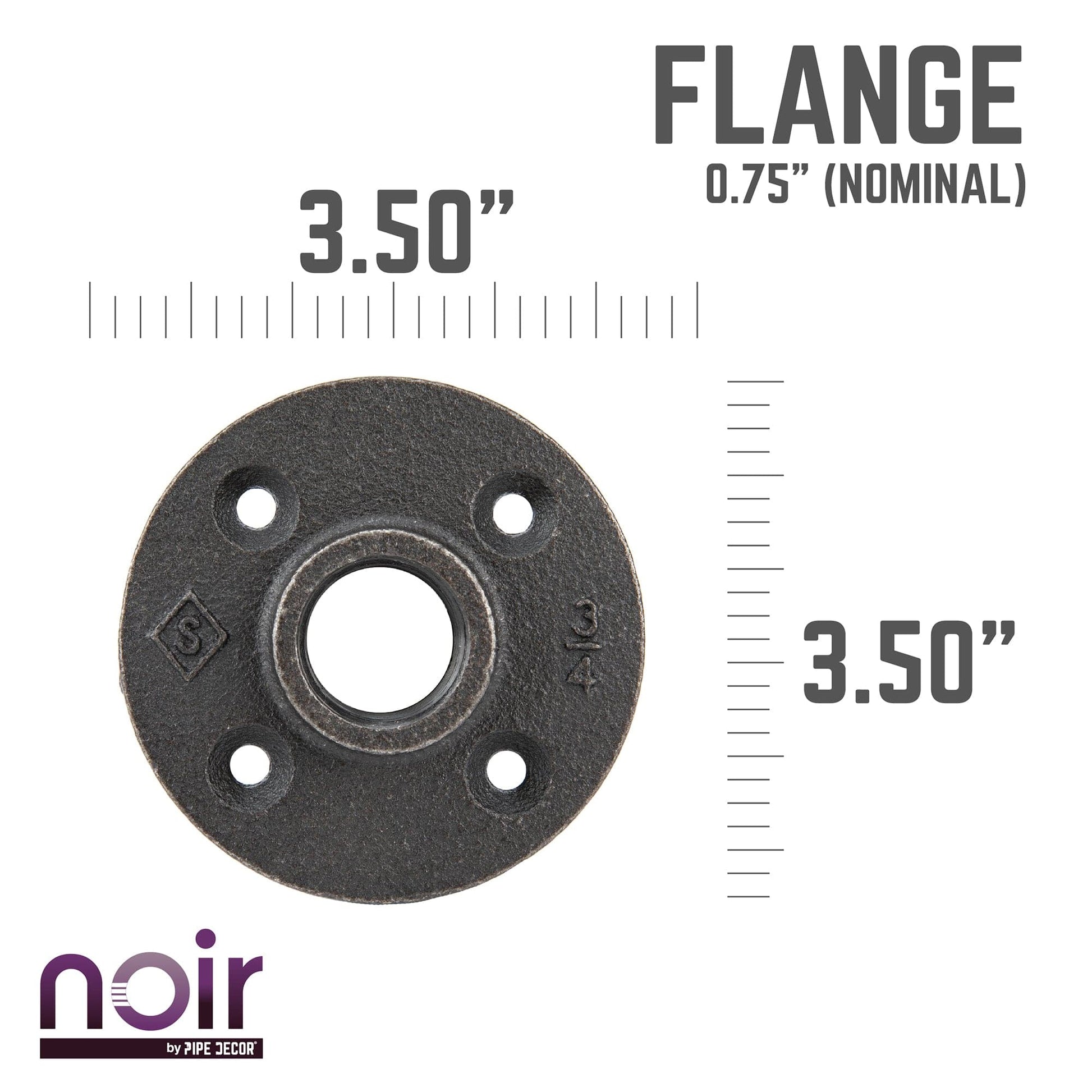 3/4 in. Prefinished Matte Black Floor Flange