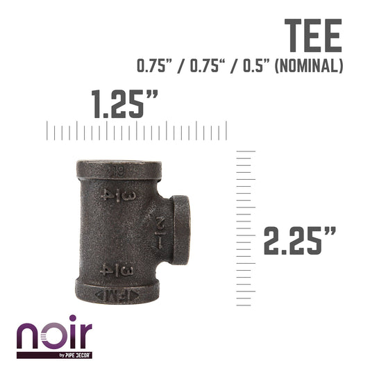 3/4 in. x 3/4 in. x 1/2 in. Prefinished Matte Black Reducing Tee