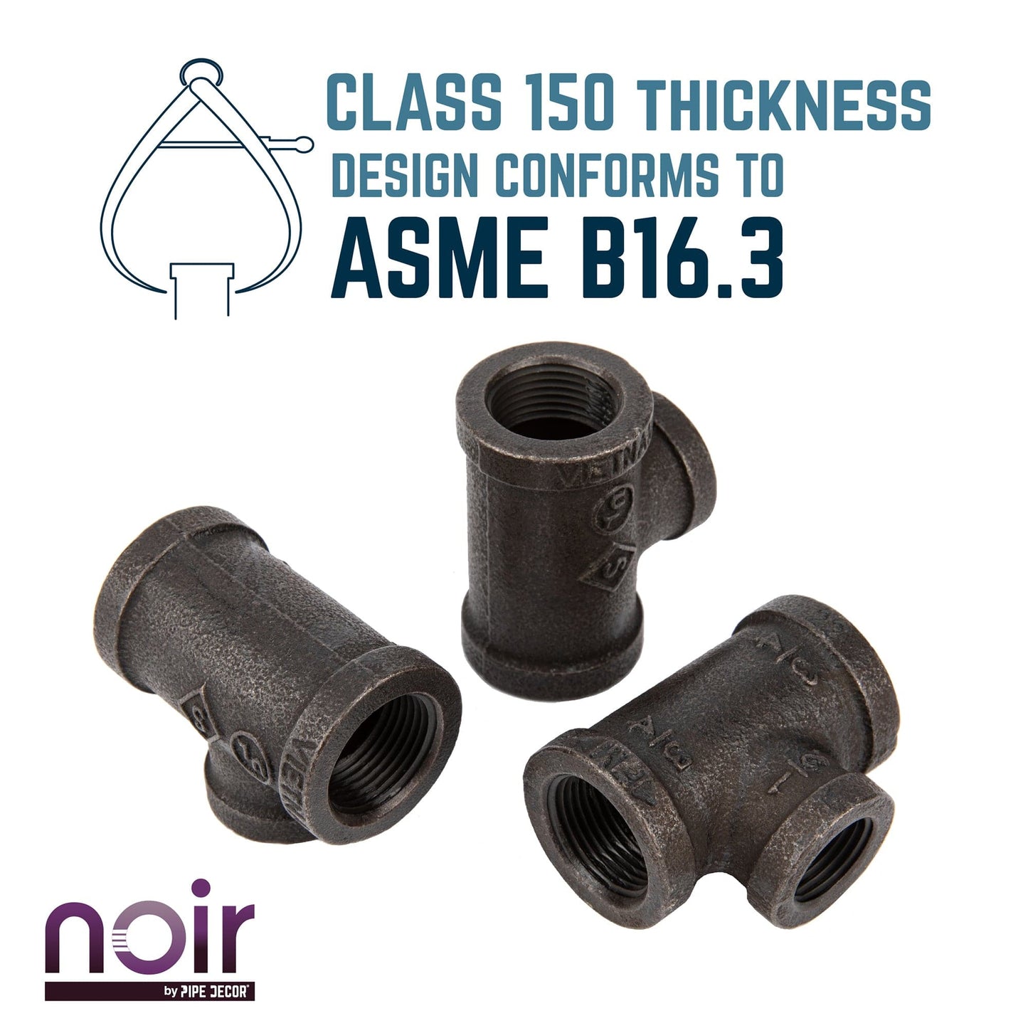 3/4 in. x 3/4 in. x 1/2 in. Prefinished Matte Black Reducing Tee