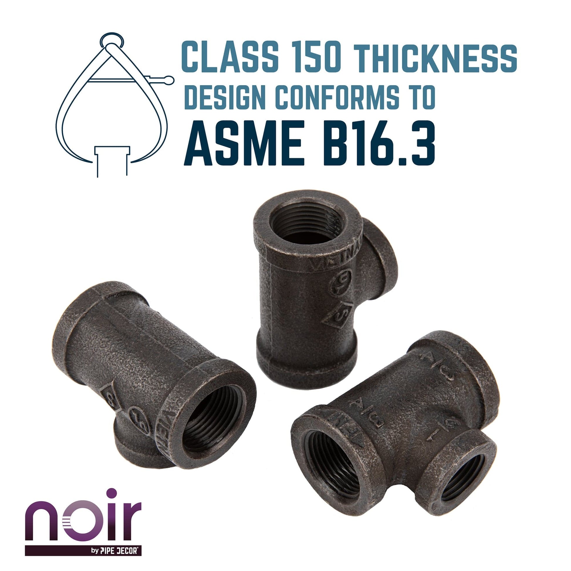 3/4 in. x 3/4 in. x 1/2 in. Prefinished Matte Black Reducing Tee