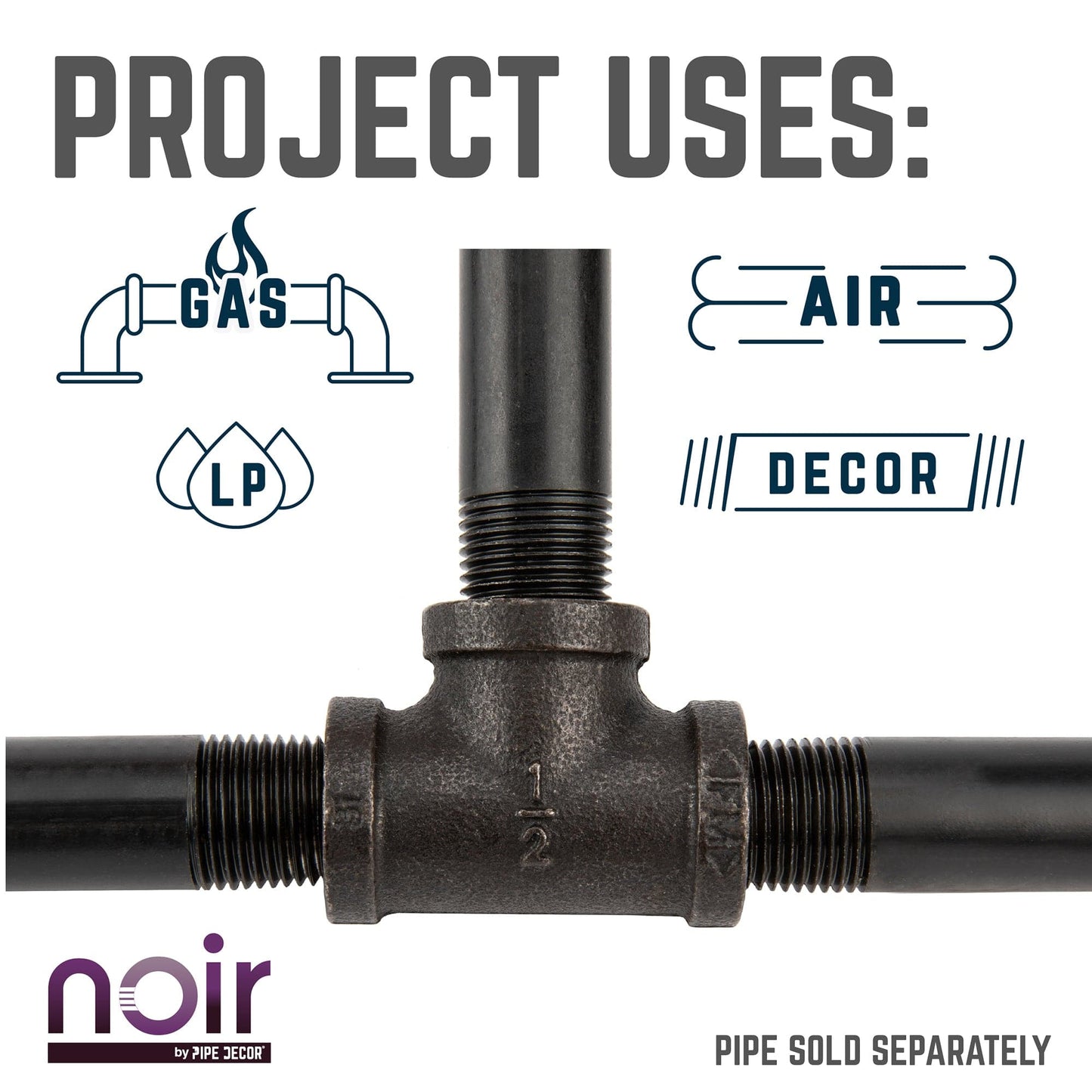 1/2 in.  Prefinished Matte Black Tee