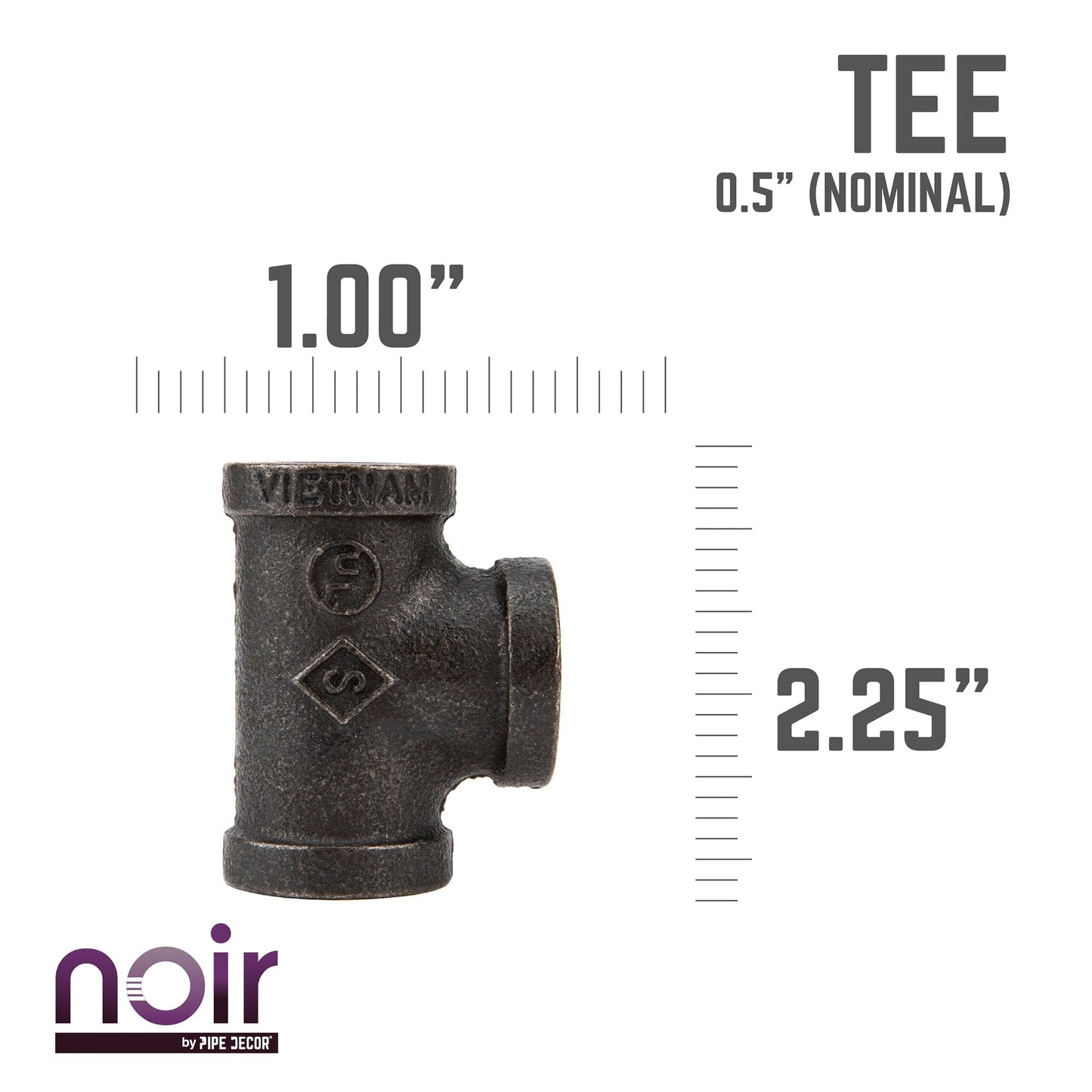 1/2 in.  Prefinished Matte Black Tee