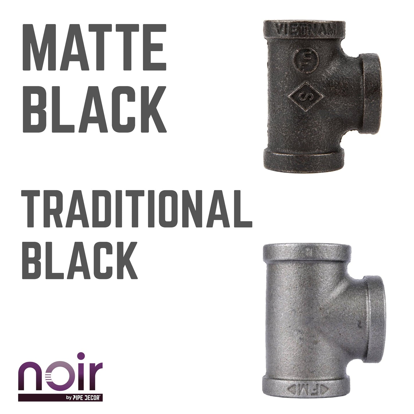 1/2 in.  Prefinished Matte Black Tee