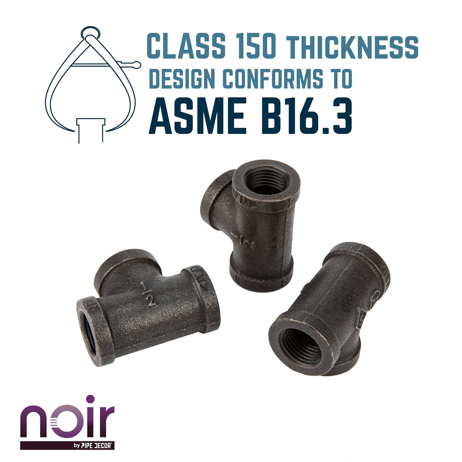 1/2 in.  Prefinished Matte Black Tee