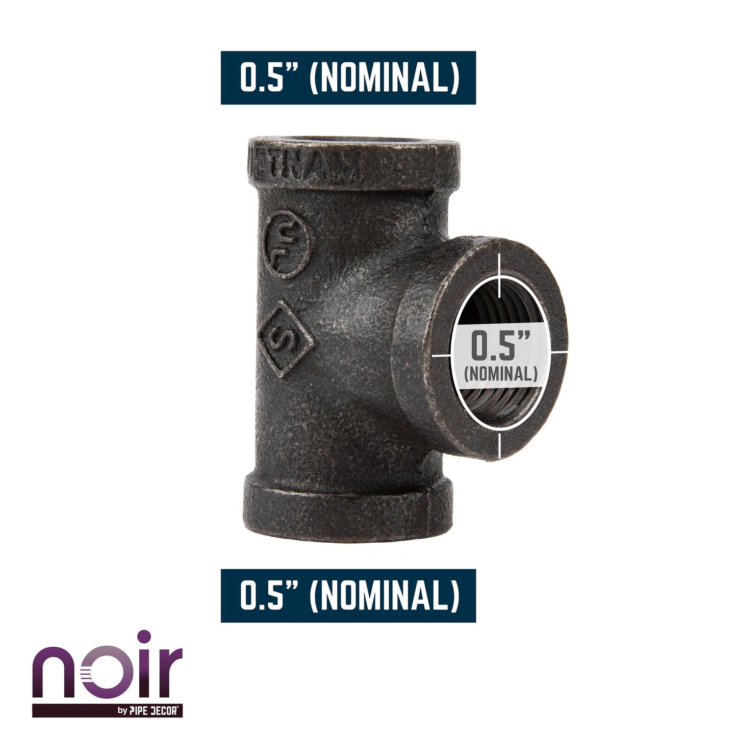 1/2 in.  Prefinished Matte Black Tee