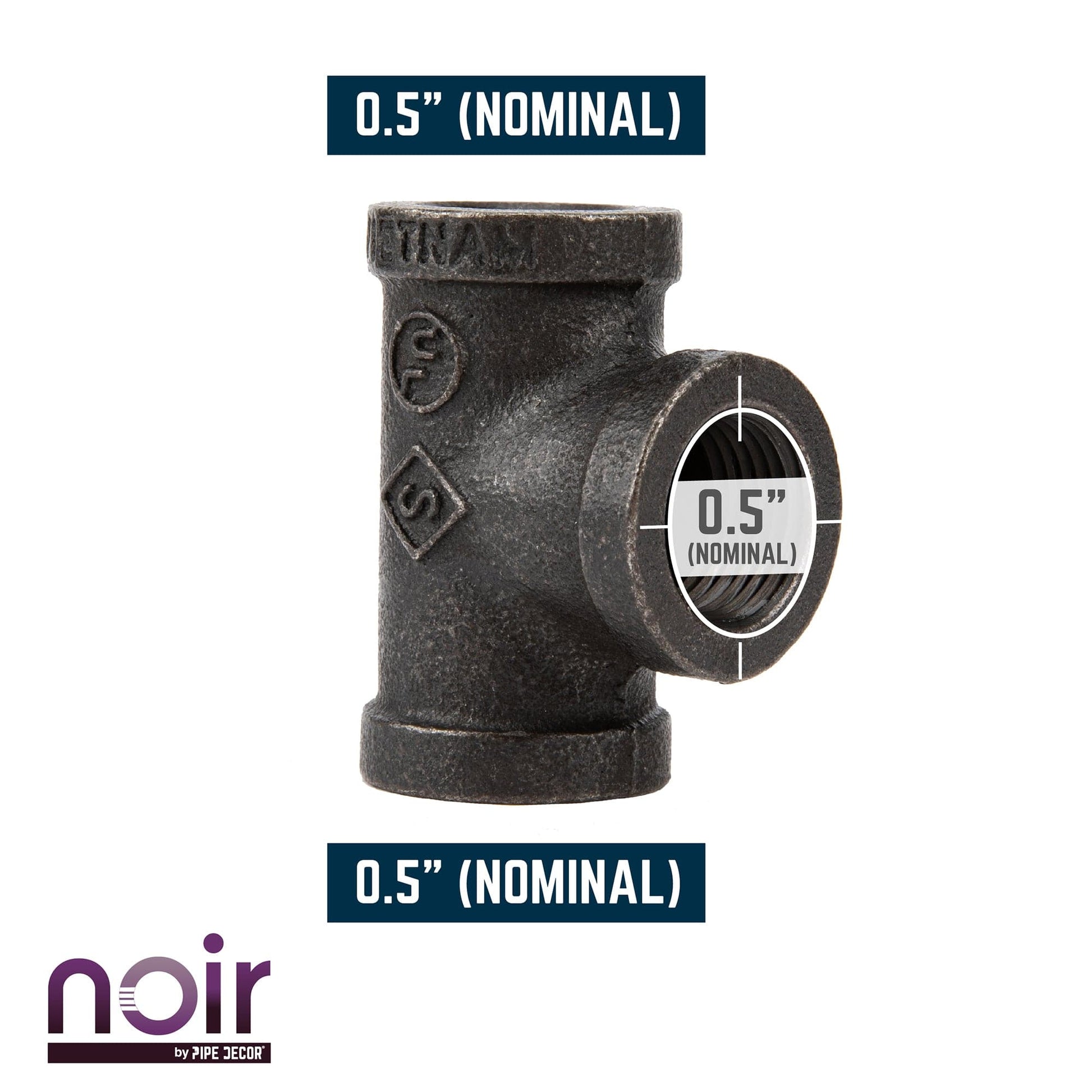 1/2 in.  Prefinished Matte Black Tee