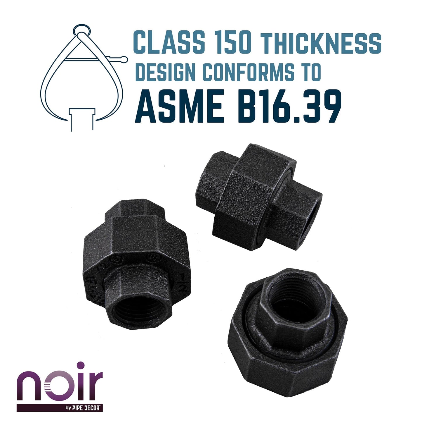 1/2 in. Prefinished Matte Black Union