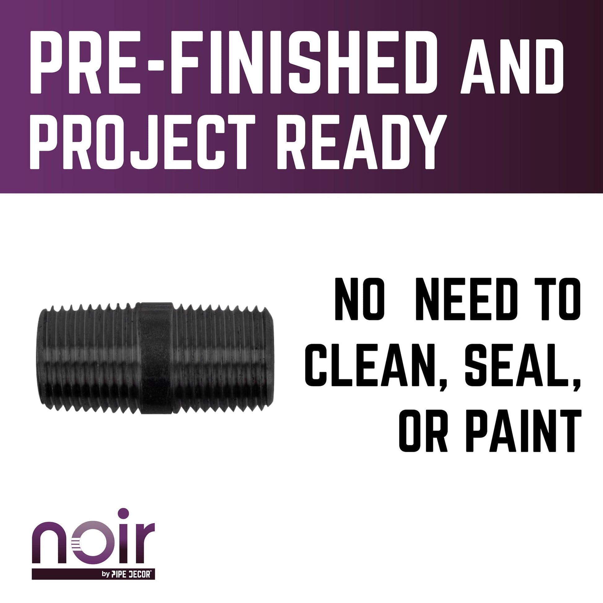 1/2 in. x 1 1/2 in. Prefinished Matte Black Pipe