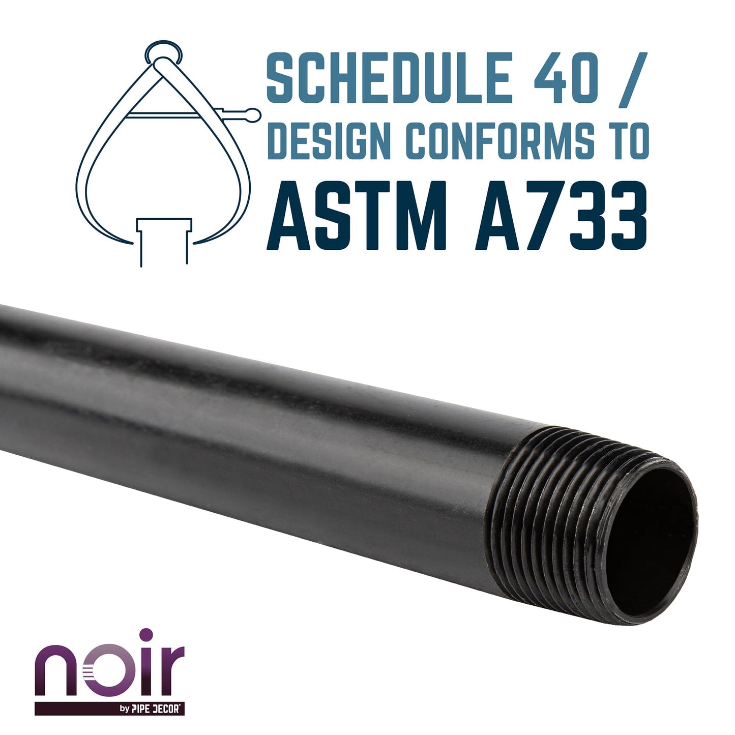 1/2 in. x 1 1/2 in. Prefinished Matte Black Pipe