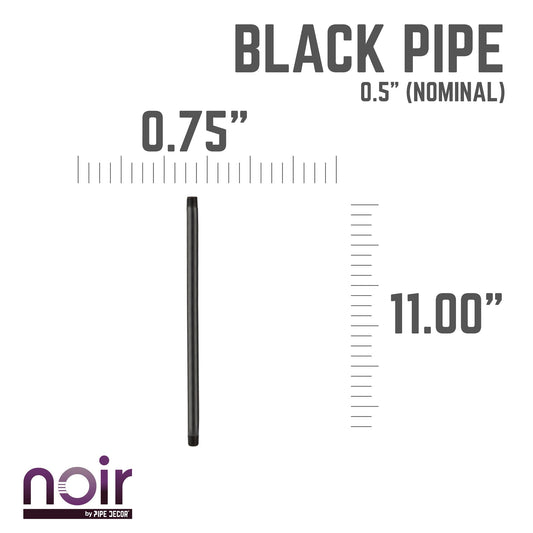 1/2 in. x 11 in. Prefinished Matte Black Pipe