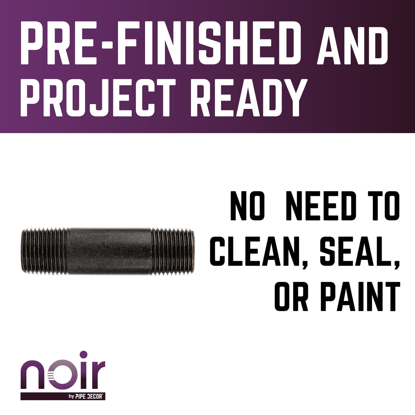 1/2 in. x 3 in. Prefinished Matte Black Pipe