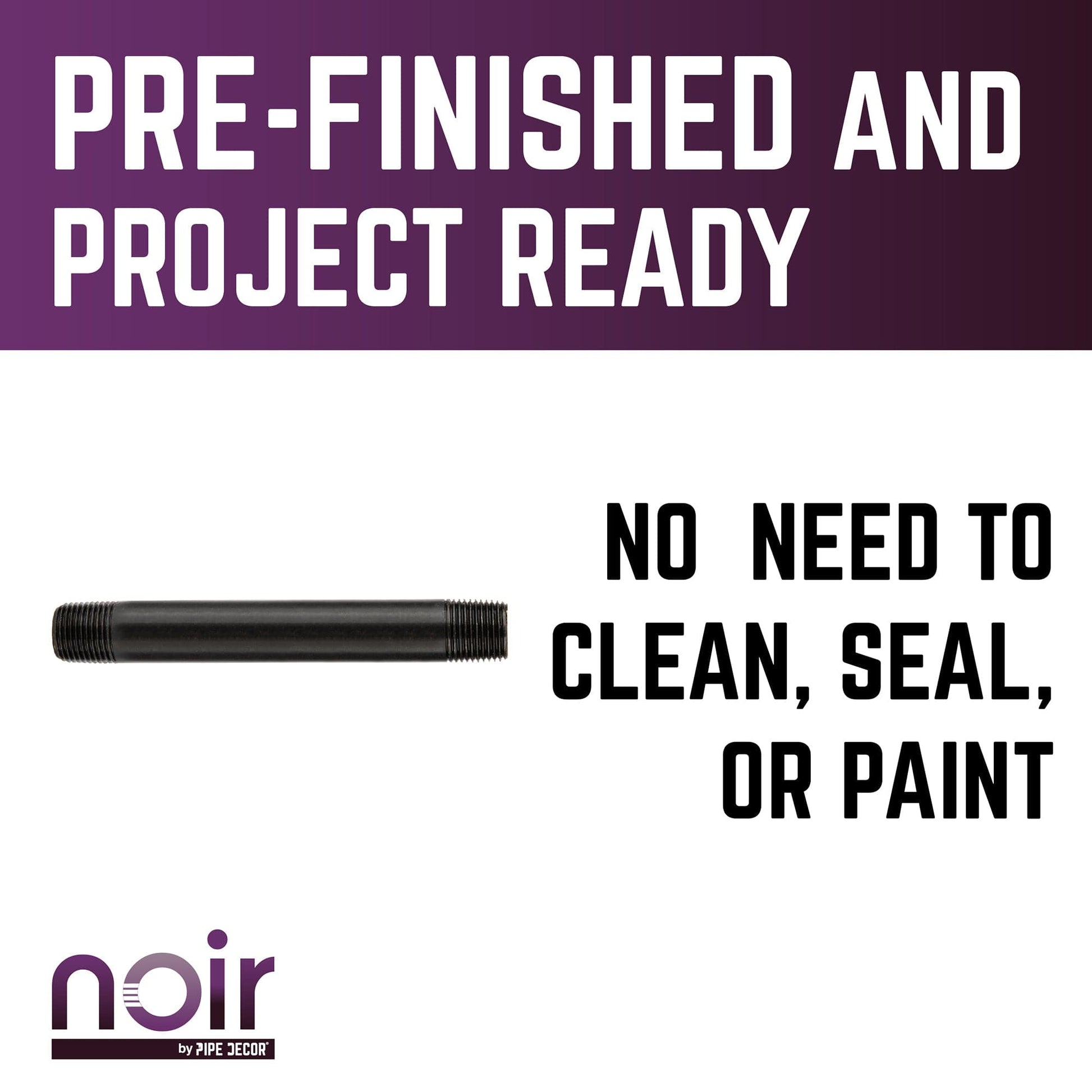 1/2 in. x 6 in. Prefinished Matte Black Pipe