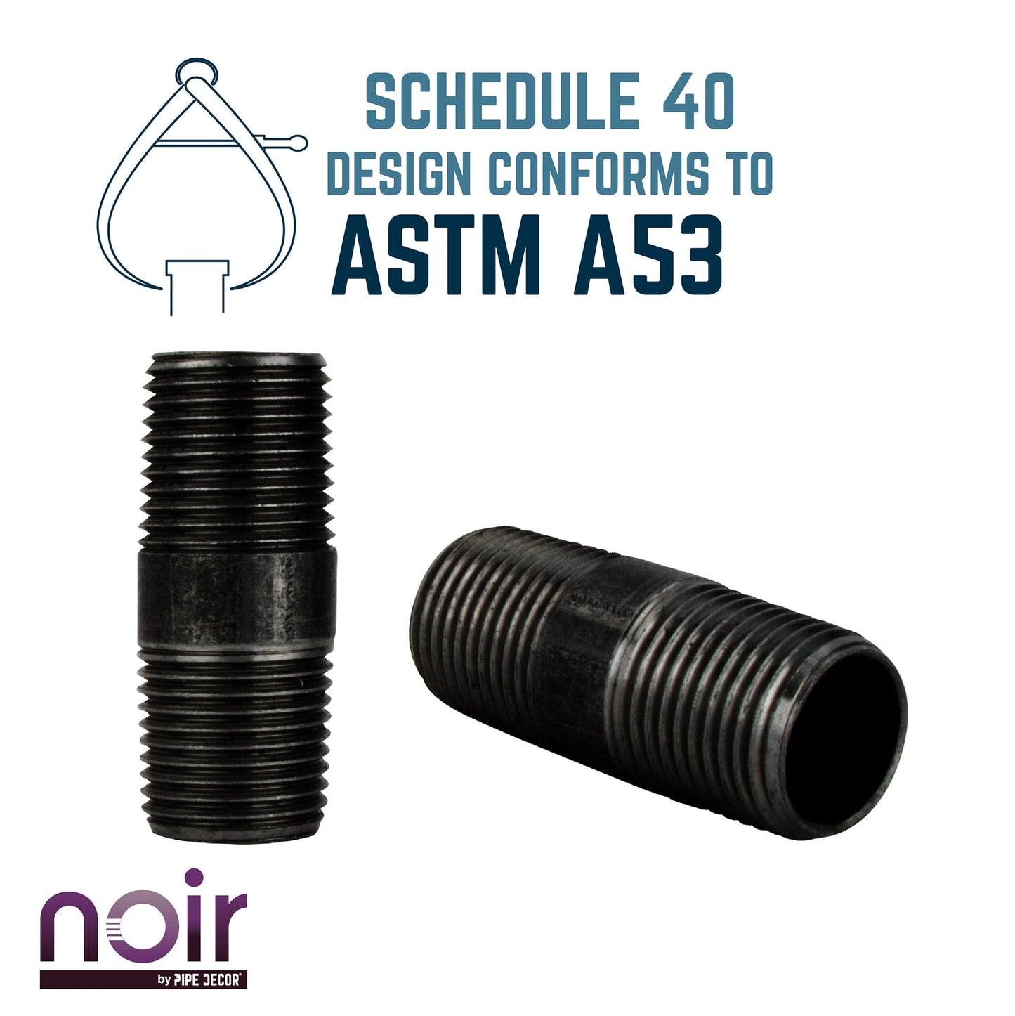 1/2 in. x 2 in. Prefinished Matte Black Pipe