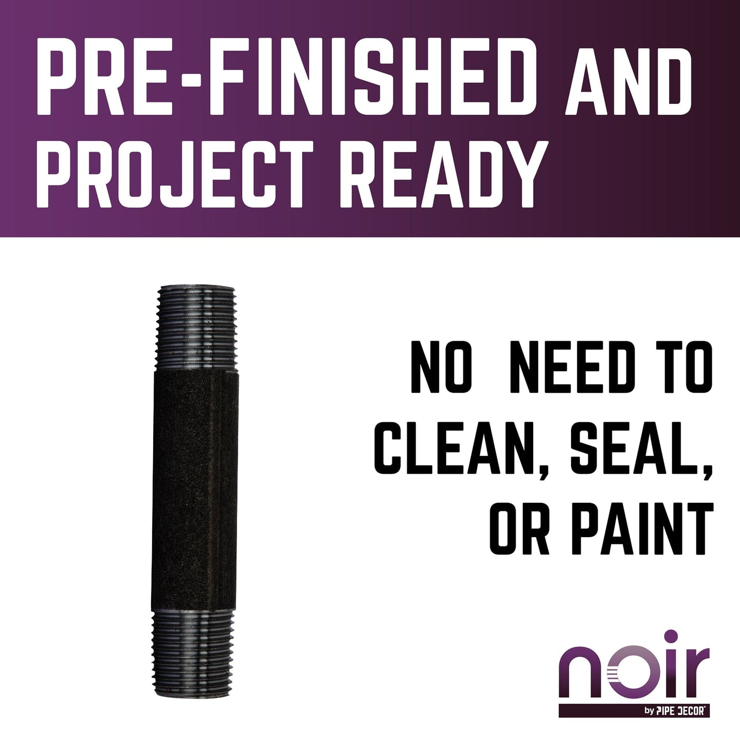 1/2 in. x 4 in. Prefinished Matte Black Pipe