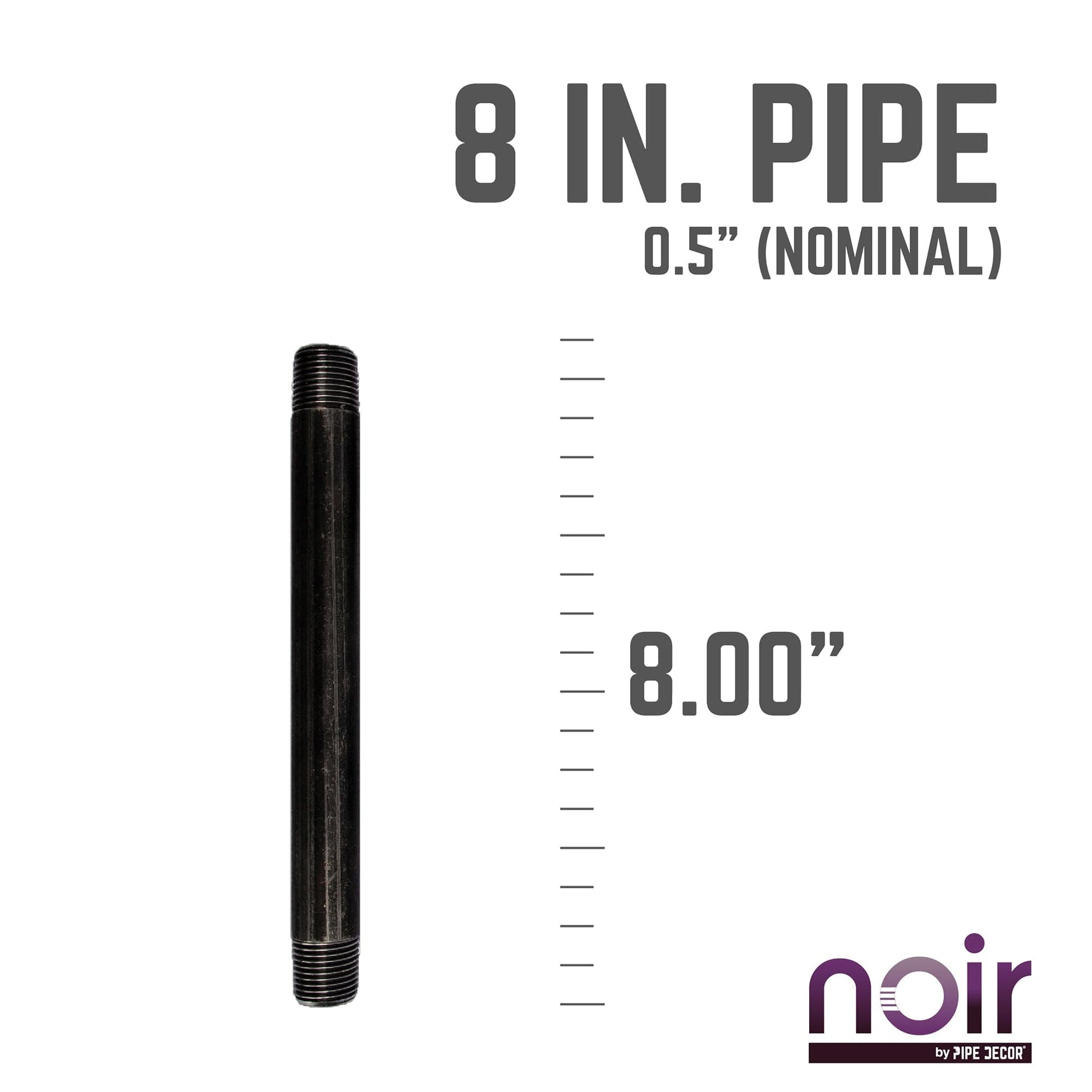 1/2 in. x 8 in. Prefinished Matte Black Pipe