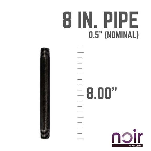 1/2 in. x 8 in. Prefinished Matte Black Pipe