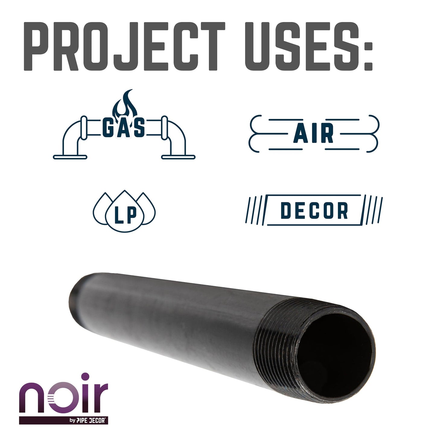 3/4 in. x 8 in. Prefinished Matte Black Pipe