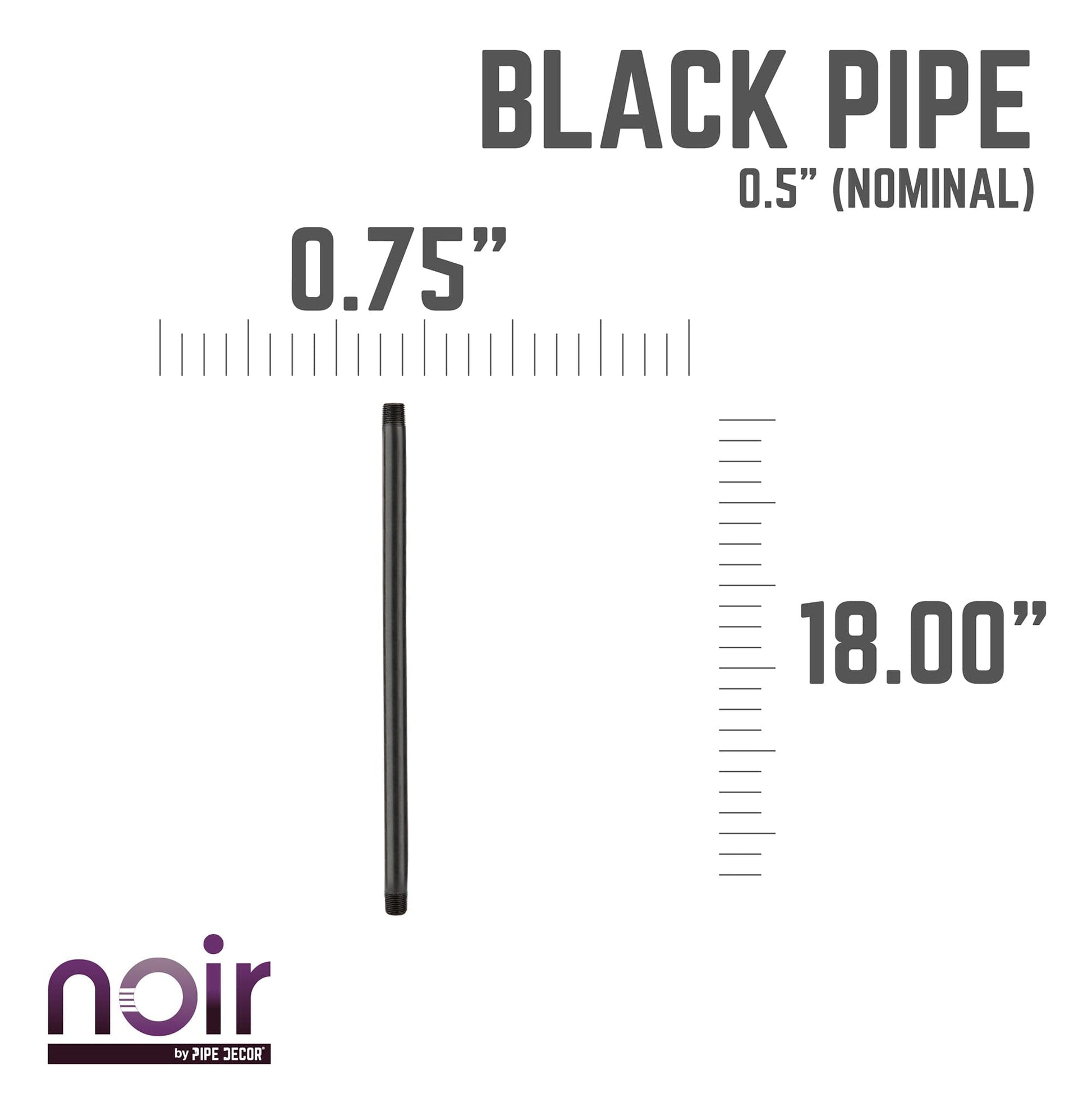 1/2 in. x 18 in. Prefinished Matte Black Pipe
